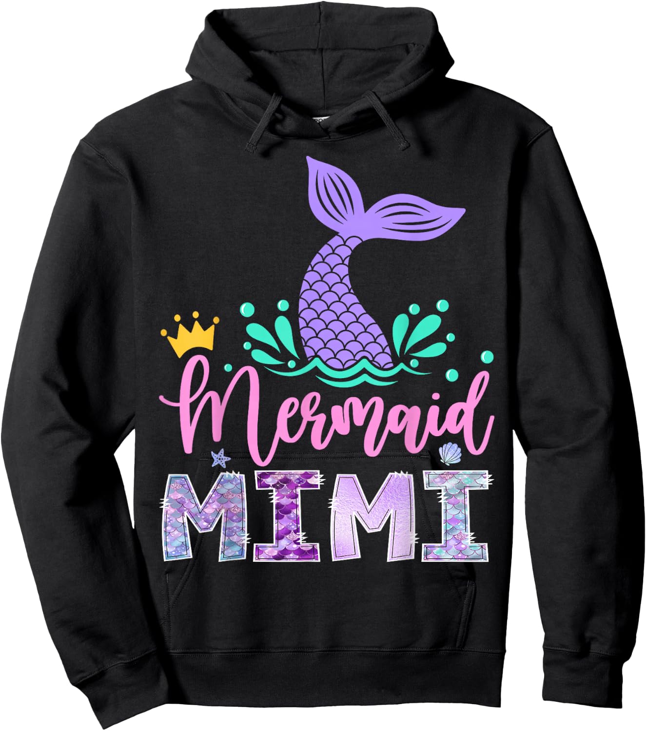 Mermaid Mimi Funny Birthday Girl Party Family Matching Hoodie - Hoodie | Black