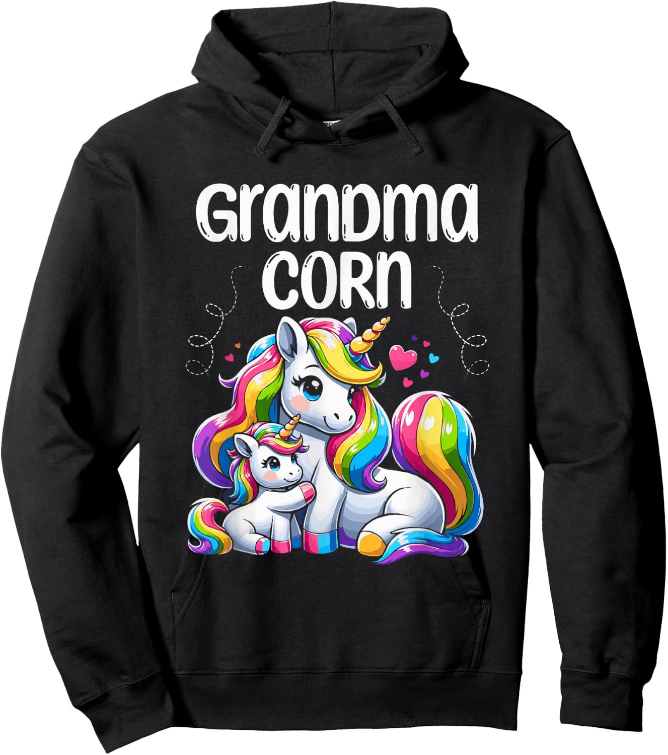 Grandma Corn Unicorn Mythical Creature Unicorns Grandmother Hoodie - Hoodie | Black