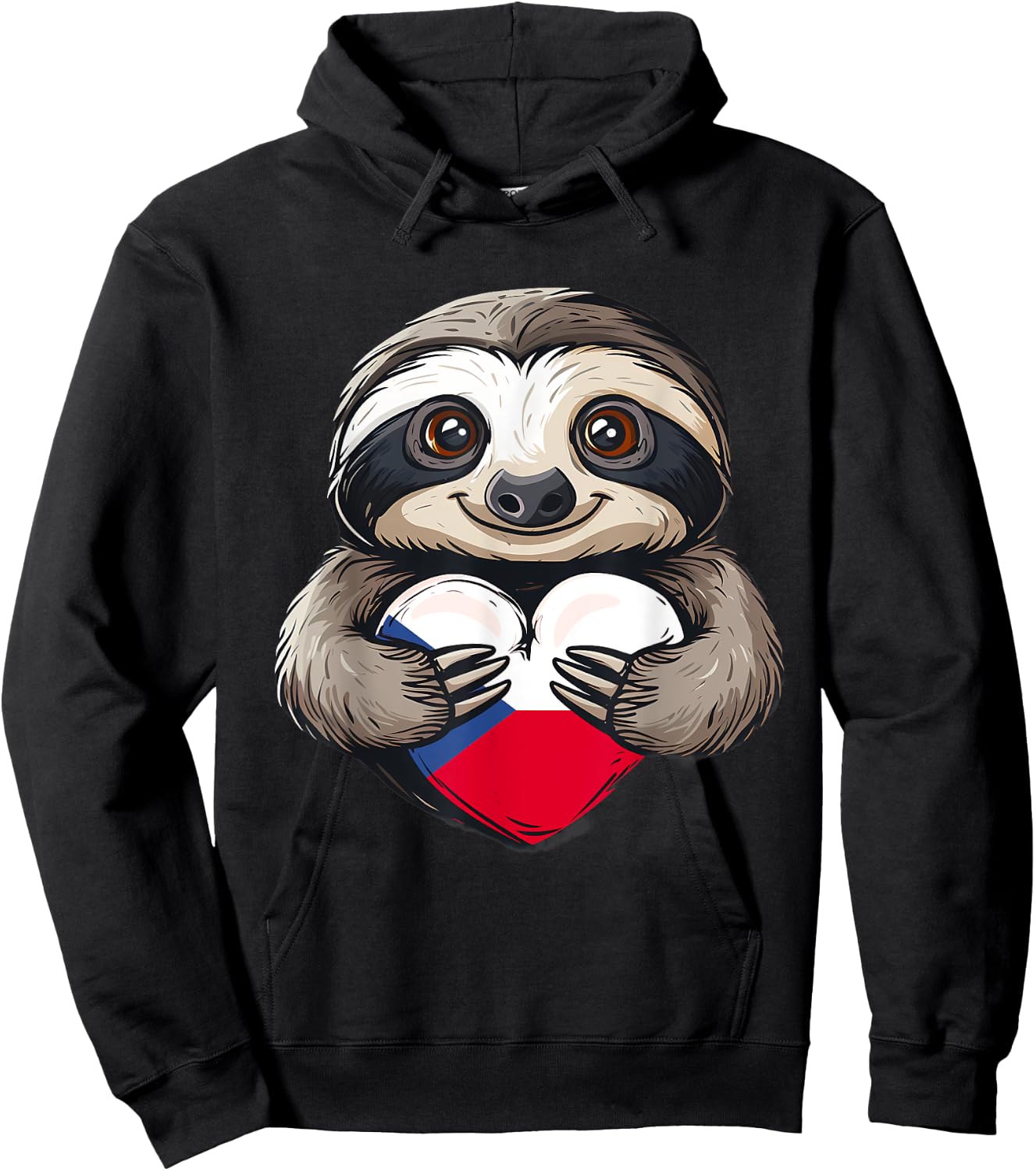Czech Republic Sloth Czech Flag Czech Heart Pride Ceska Hoodie - Hoodie | Black