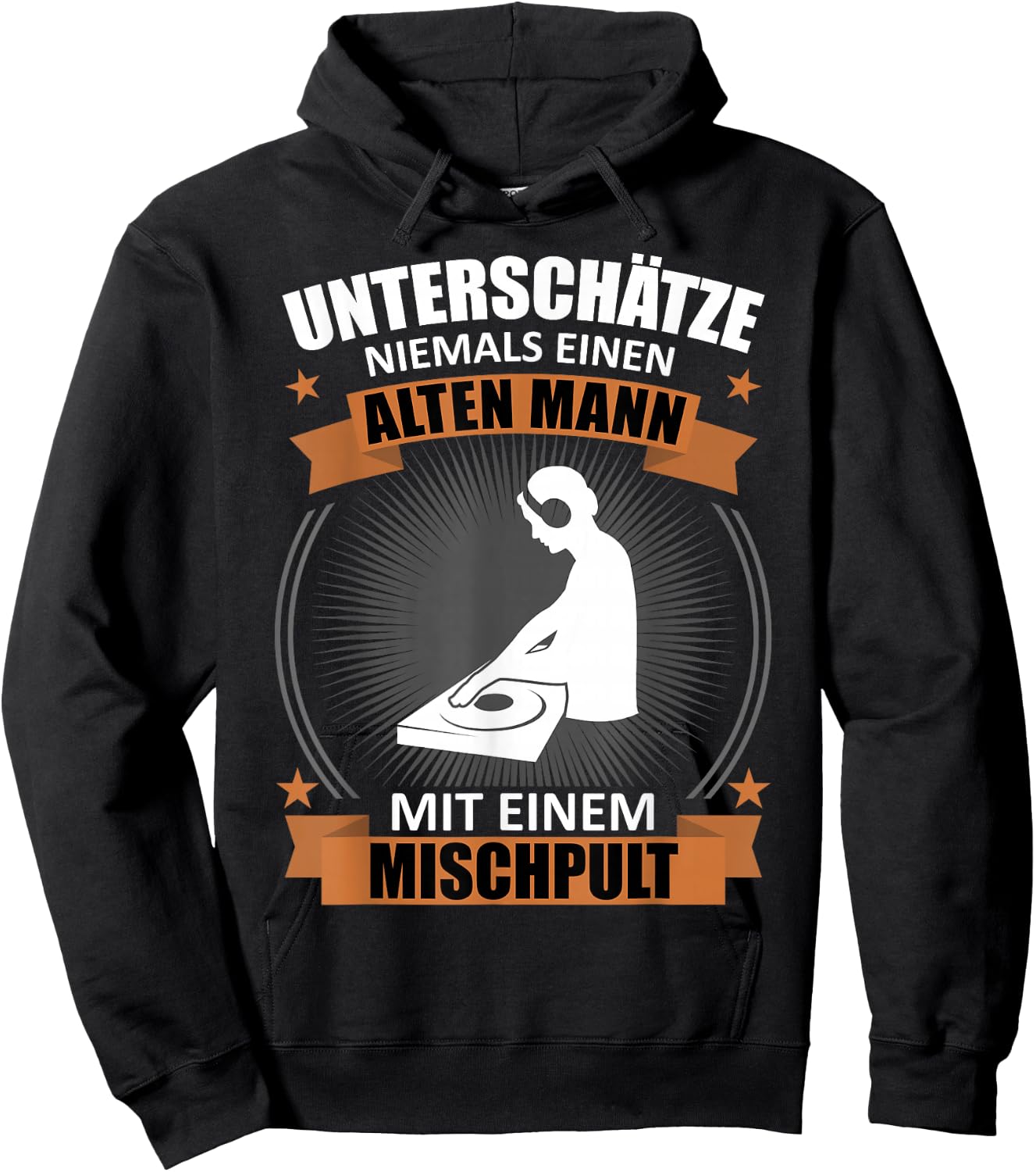 Men's DJ Mixing Console Turntable Old Man Saying Funny Musician , black Hoodie - Hoodie | Black