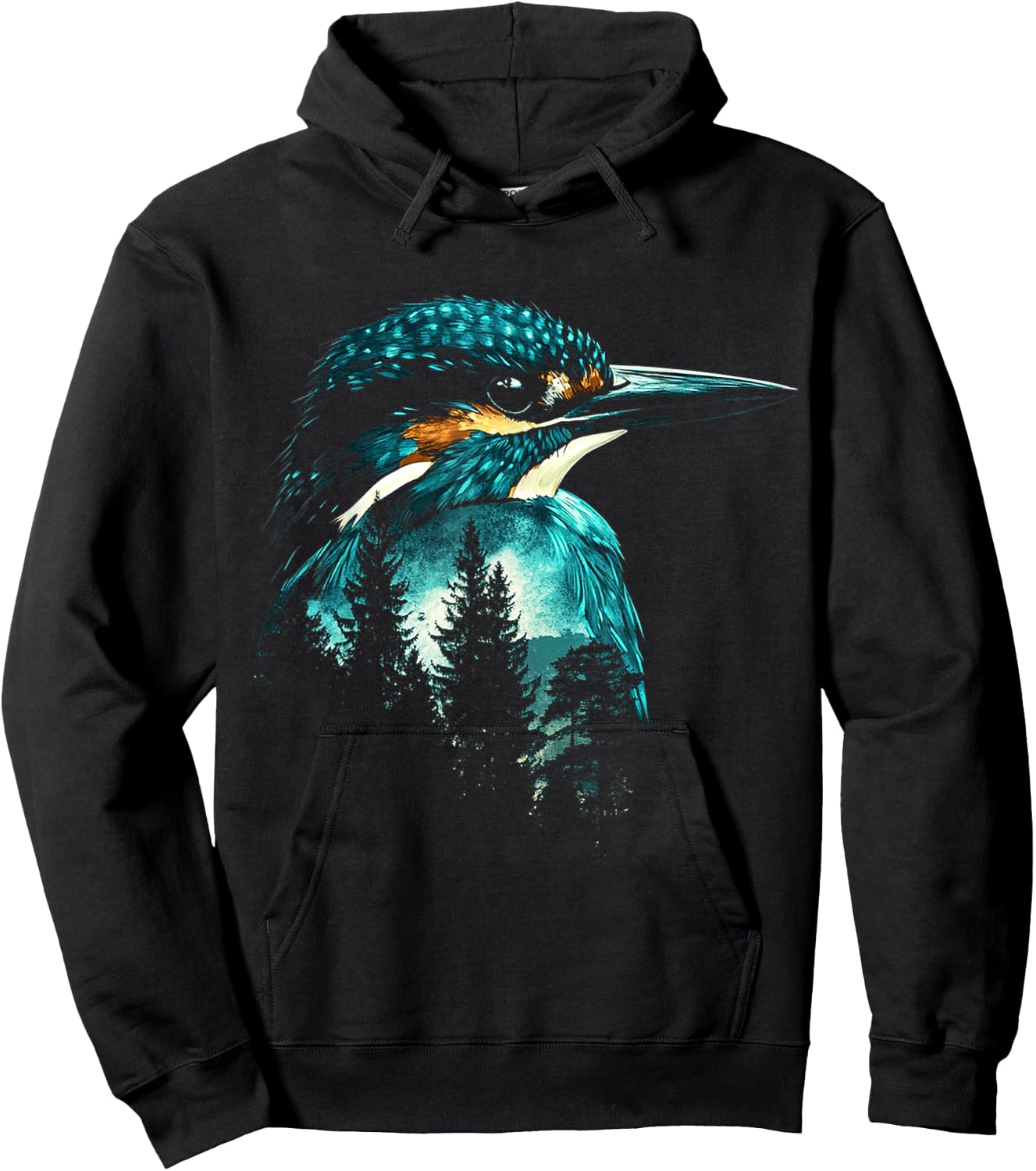 Kingfisher Bird Animal Art Headphones Kingfisher , black, S Hoodie - Hoodie | Black