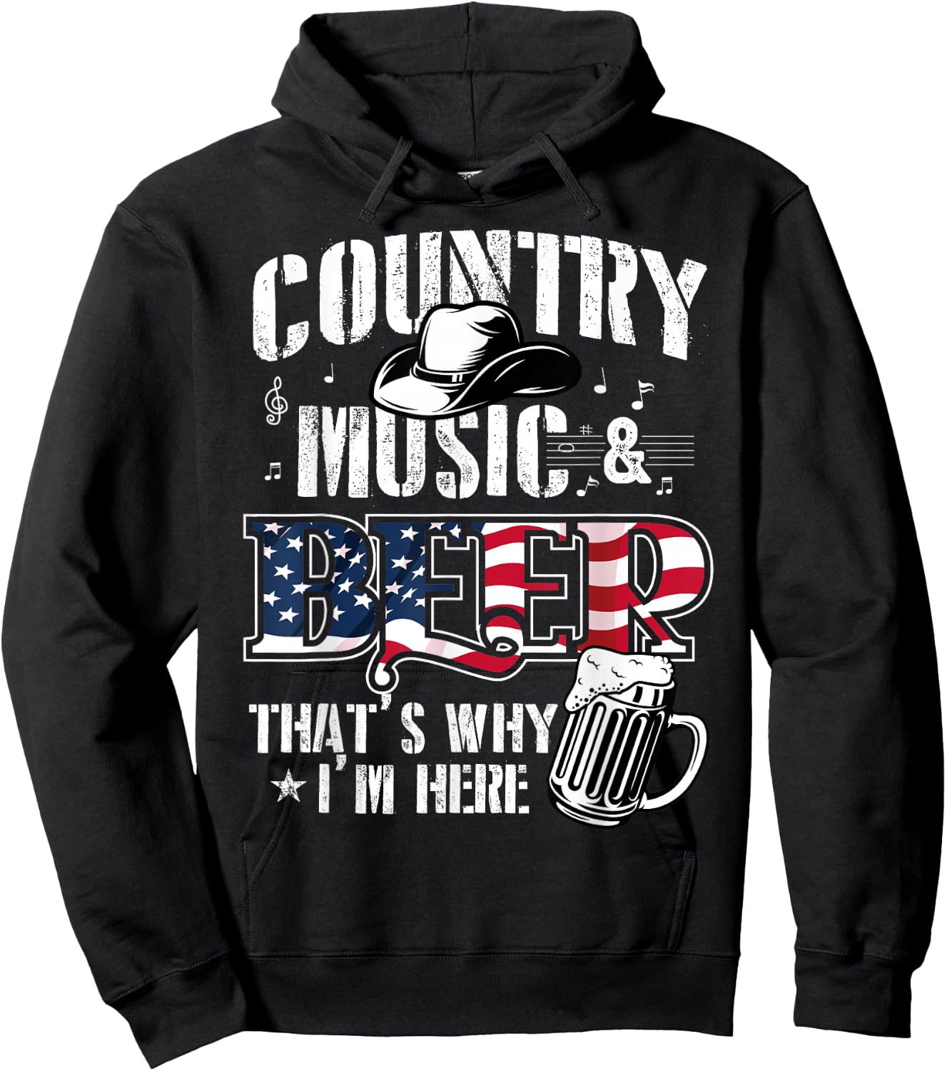 Country Music & Beer That's Why I'm Here Hoodie - Hoodie | Black