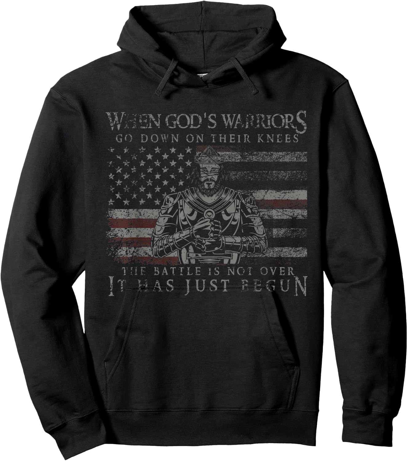 The Battle Is Not Over It Had Just Begun USA Flag Prayer Women Men Hoodie - Hoodie | Black