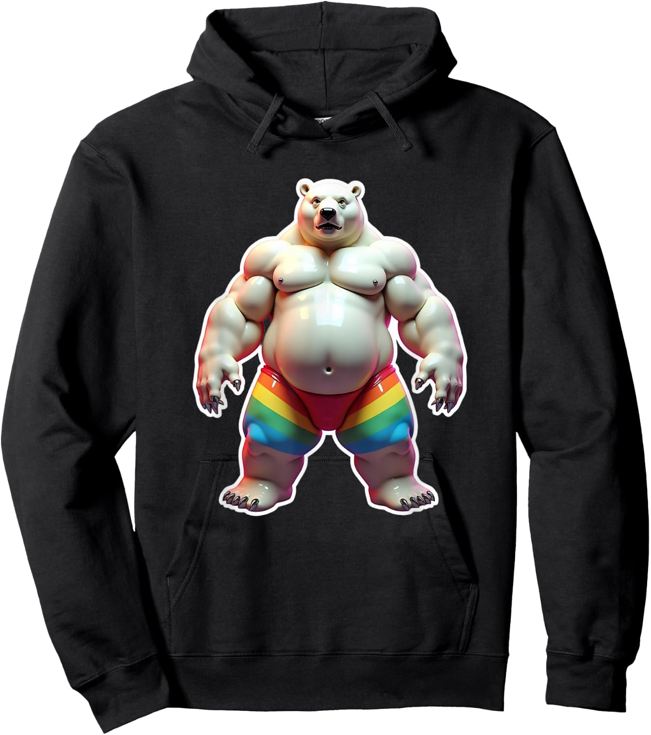 "I Love Bears" Fun Gay Pride Vintage Rainbow Hoodie - Hoodie | Black