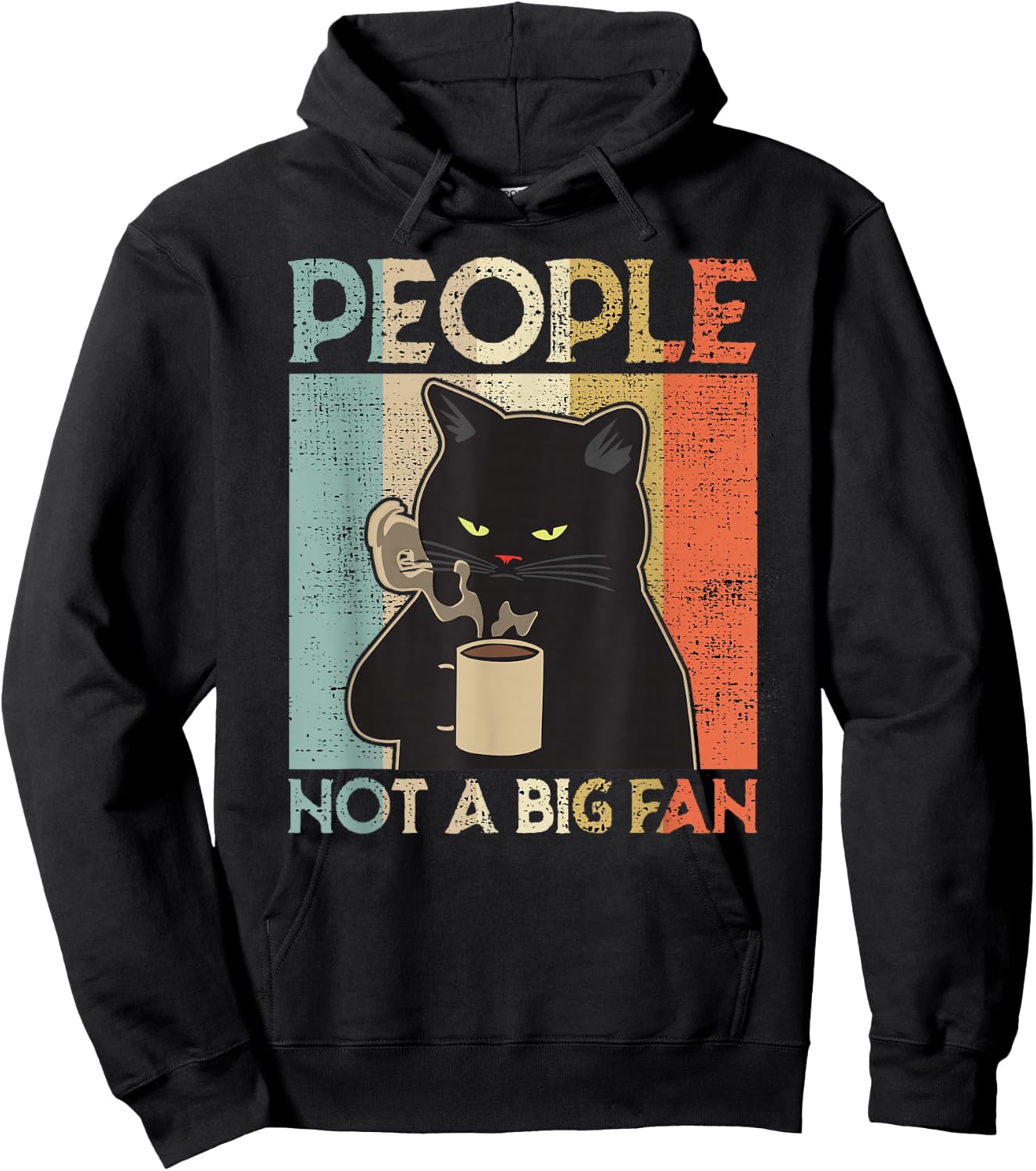People not a Big Fan Bear Coffee Vintage Retro Gift Hoodie - Hoodie | Black