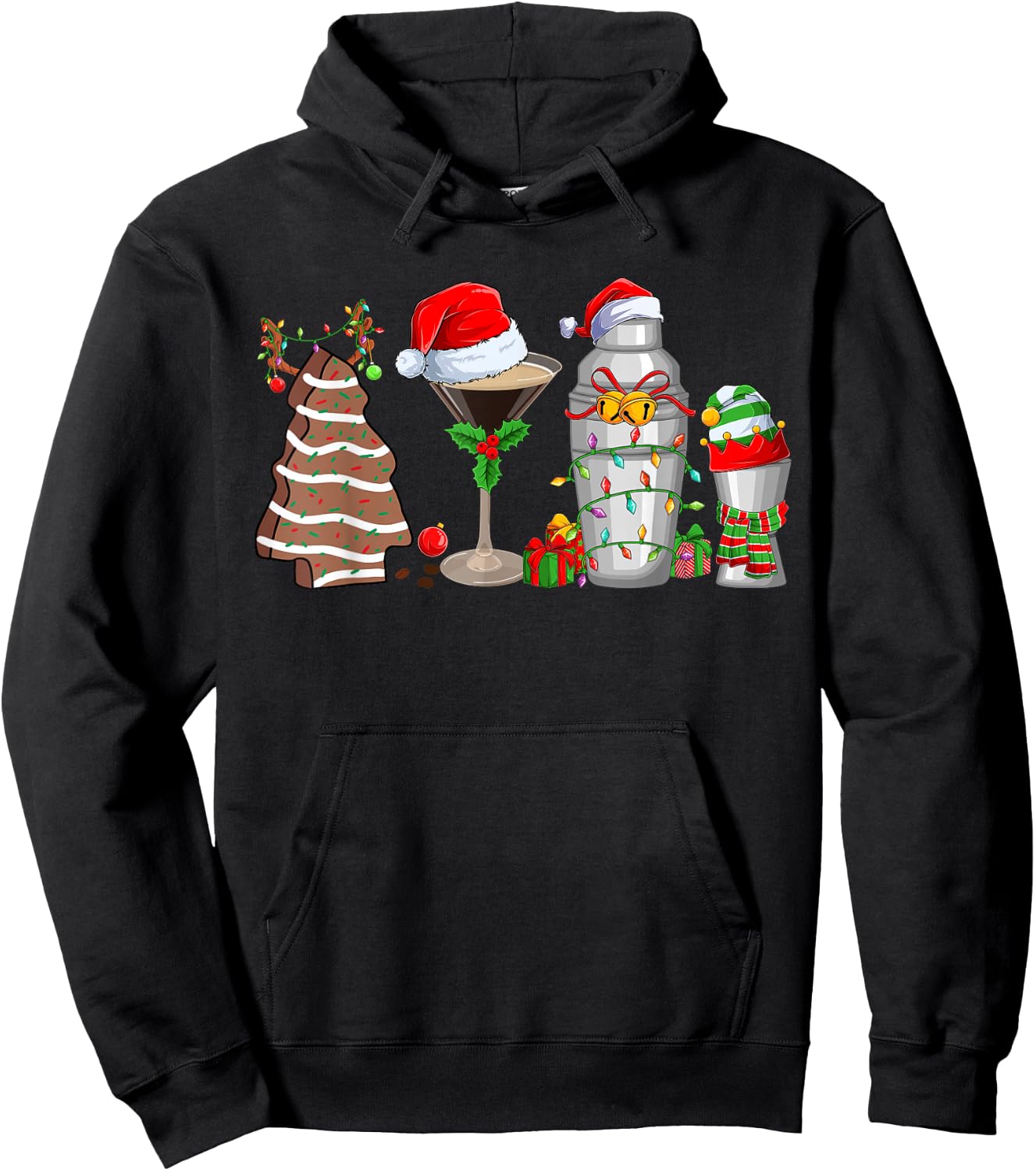 Christmas Cocktail Espresso Martini Drinking Party Bartender Hoodie - Hoodie | Black