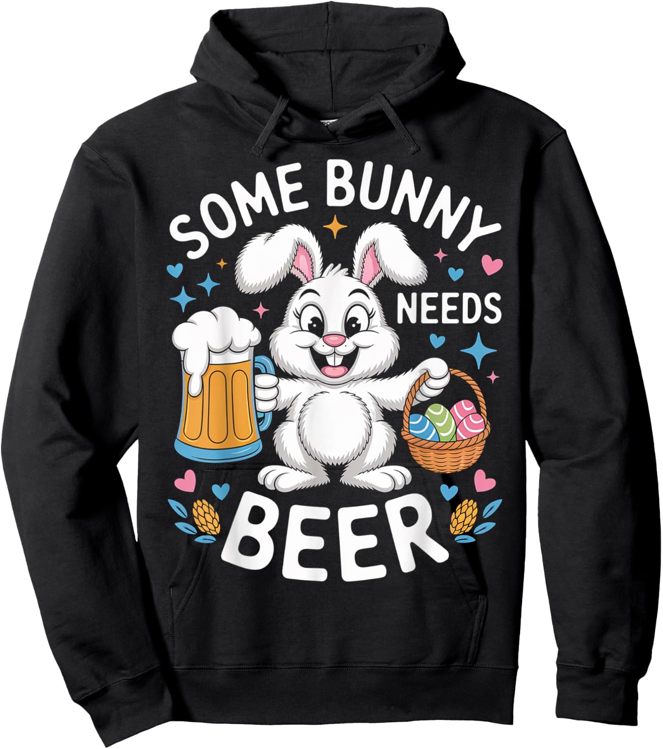Easter Some Bunny Needs Beer Funny Bunny Easter Day Hoodie - Hoodie | Black