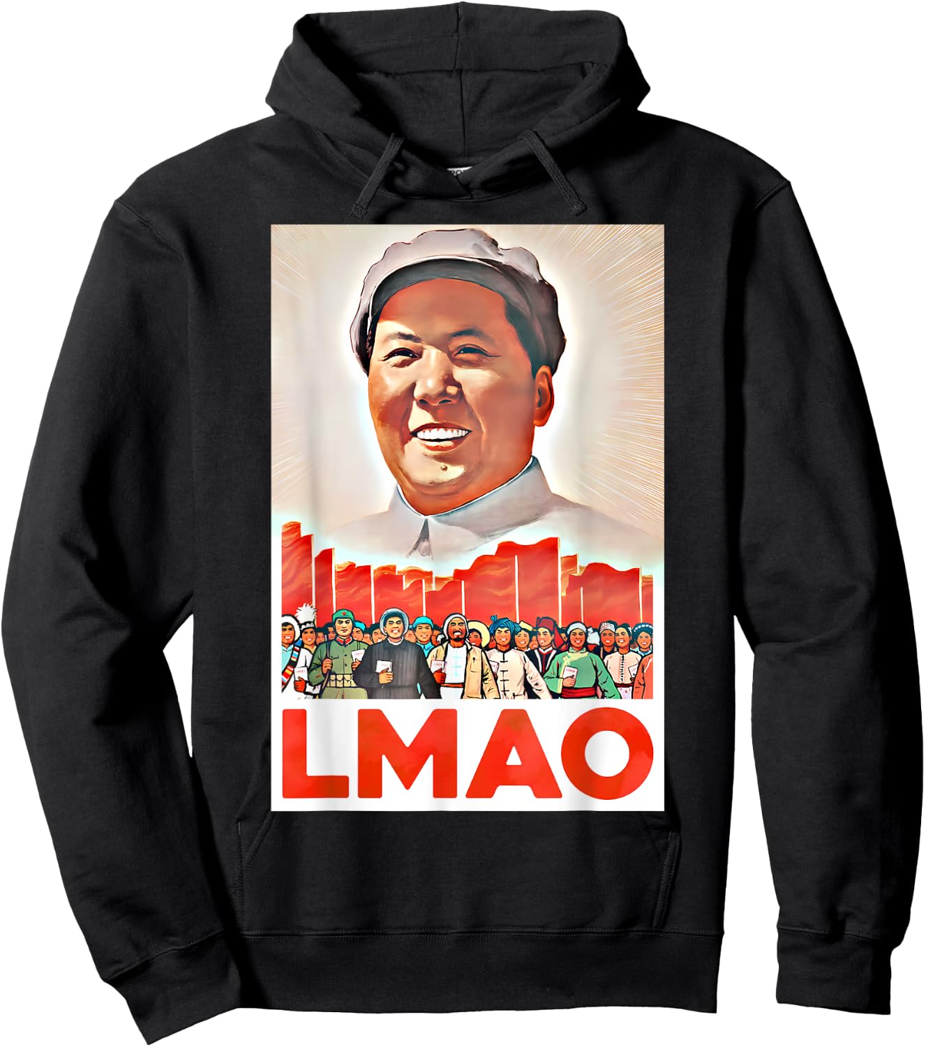 LMAO Mao Zedong Chinese Communist Propaganda Poster , Black, S Hoodie - Hoodie | Black