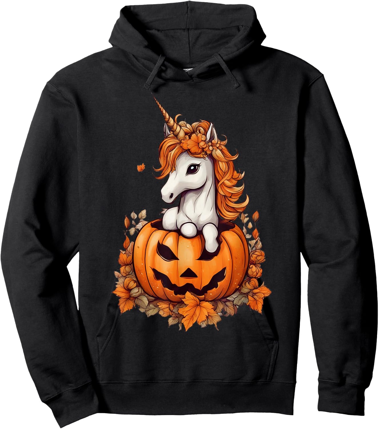 Cute Halloween Anime Kawaii Unicorn Pumpkin Girls Hoodie - Hoodie | Black