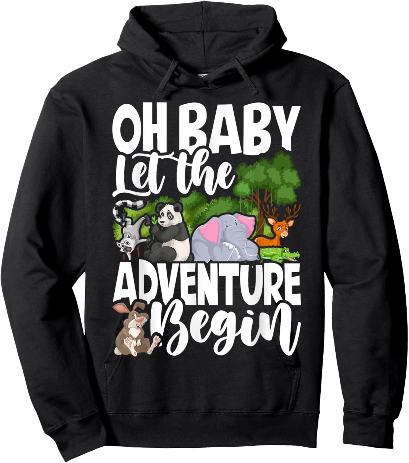 Spring Woodland Baby Shower Animal Theme Matching Neutral Hoodie - Hoodie | Black