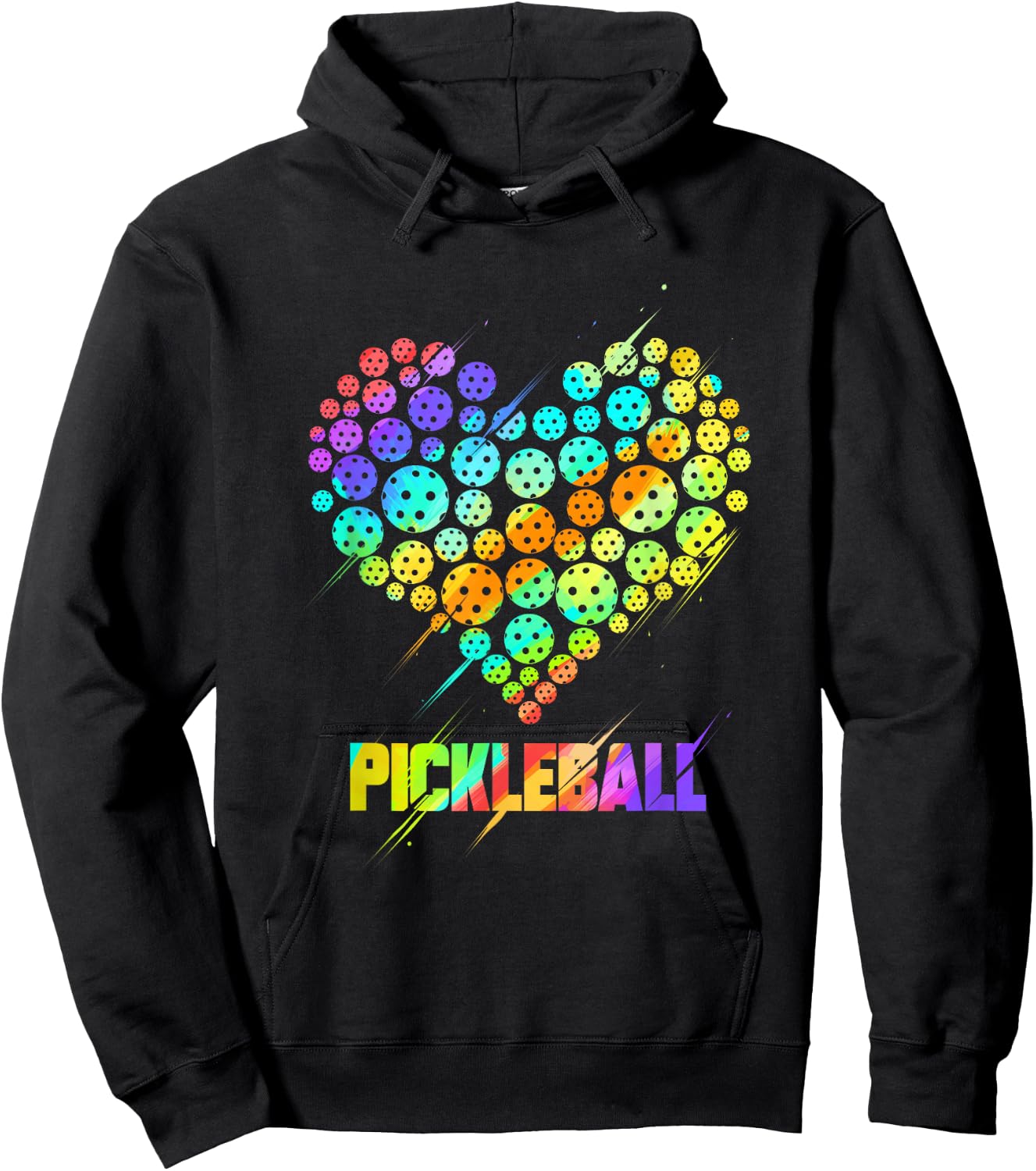 Pickleball Heart - Funny Colorful Paddle Sports Player Gift Hoodie - Hoodie | Black