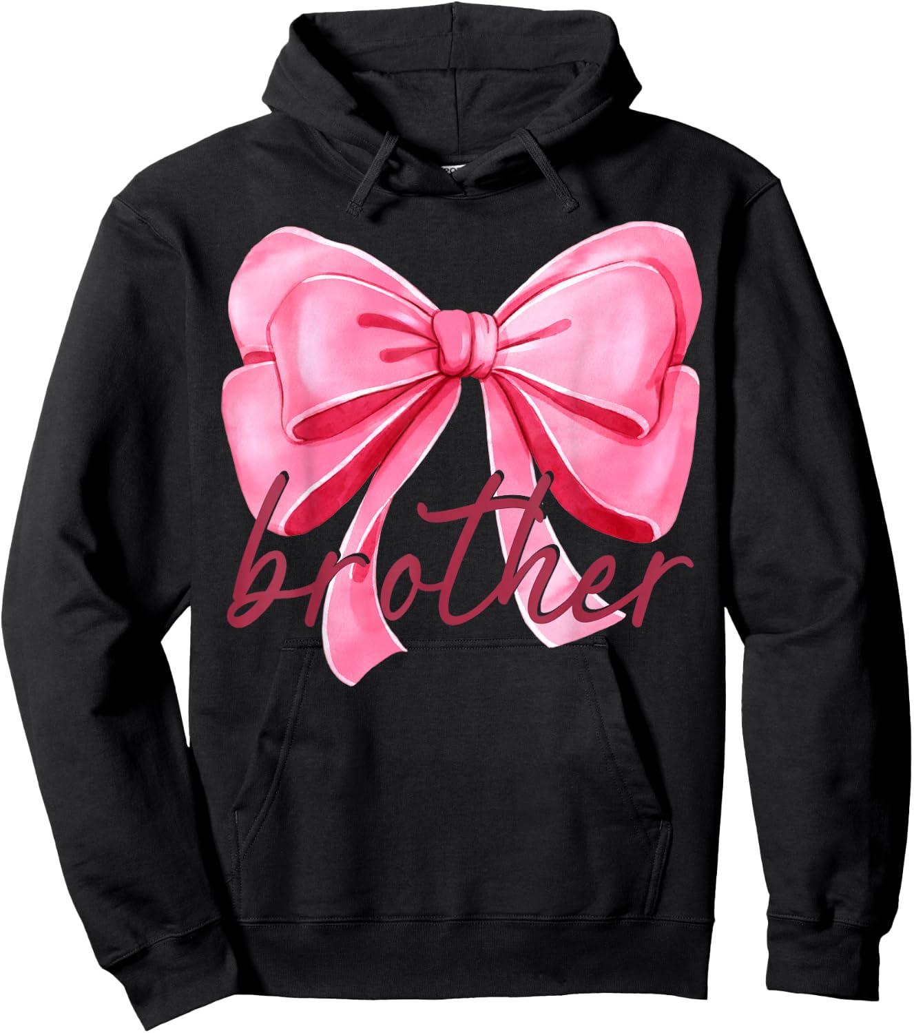 Brother Pink Bow Birthday Baby Shower Family Pink Ribbon Hoodie - Hoodie | Black