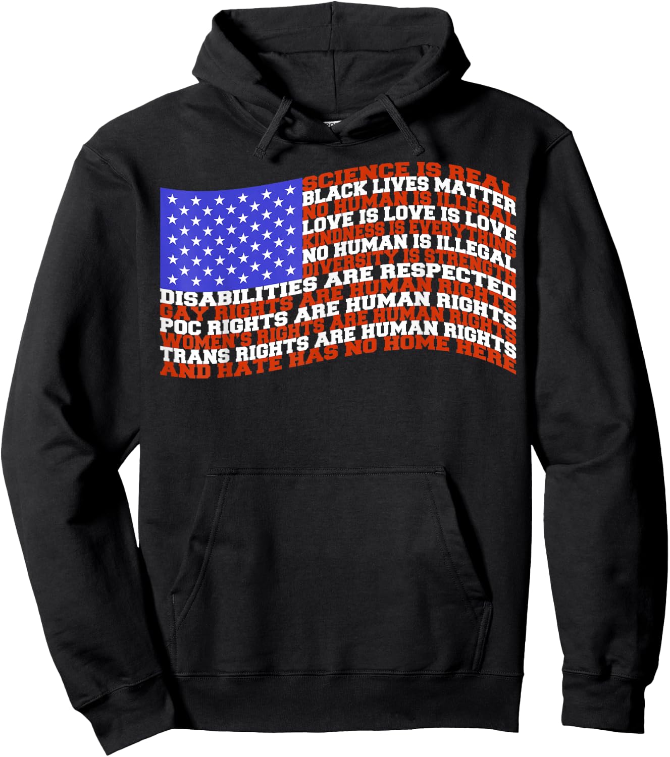 Science, Love, Black Lives Matter, Kindness American Flag Hoodie - Hoodie | Black