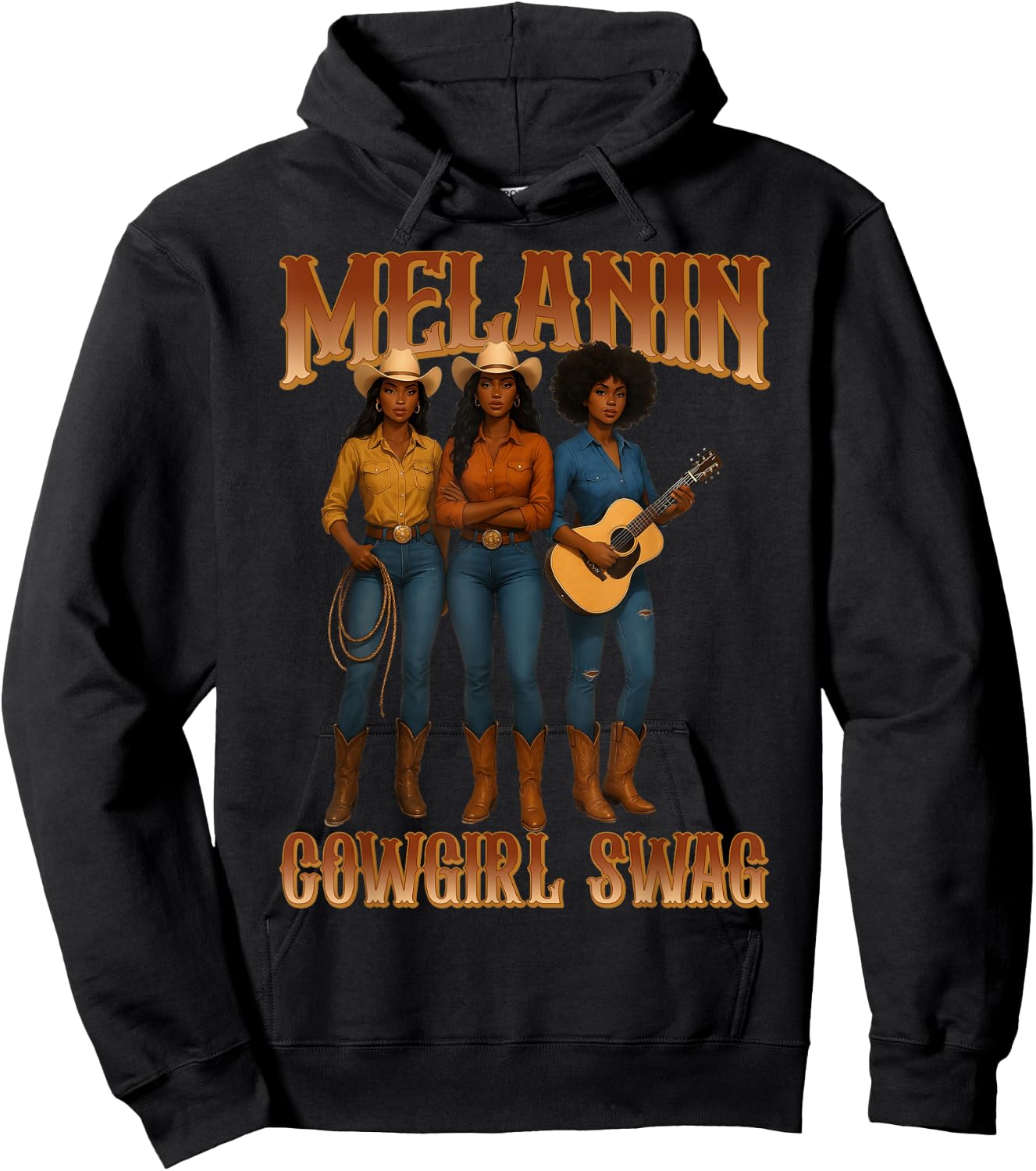 Juneteenth Cowgirls African Melanin Cowgirl Swag Western Hoodie - Hoodie | Black