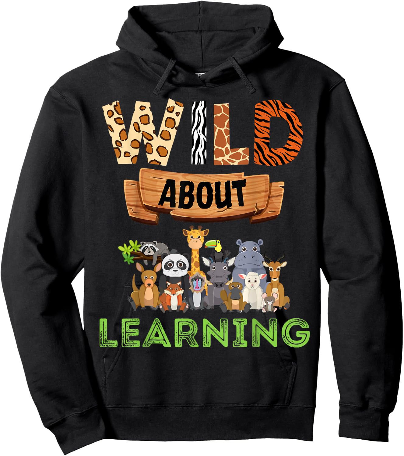 Wild About Learning Teacher Appreciation Back To School Kids Hoodie - Hoodie | Black