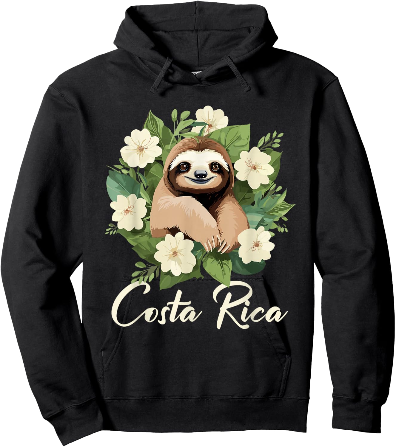 Costa Rica Tropical Sloth Hoodie - Hoodie | Black
