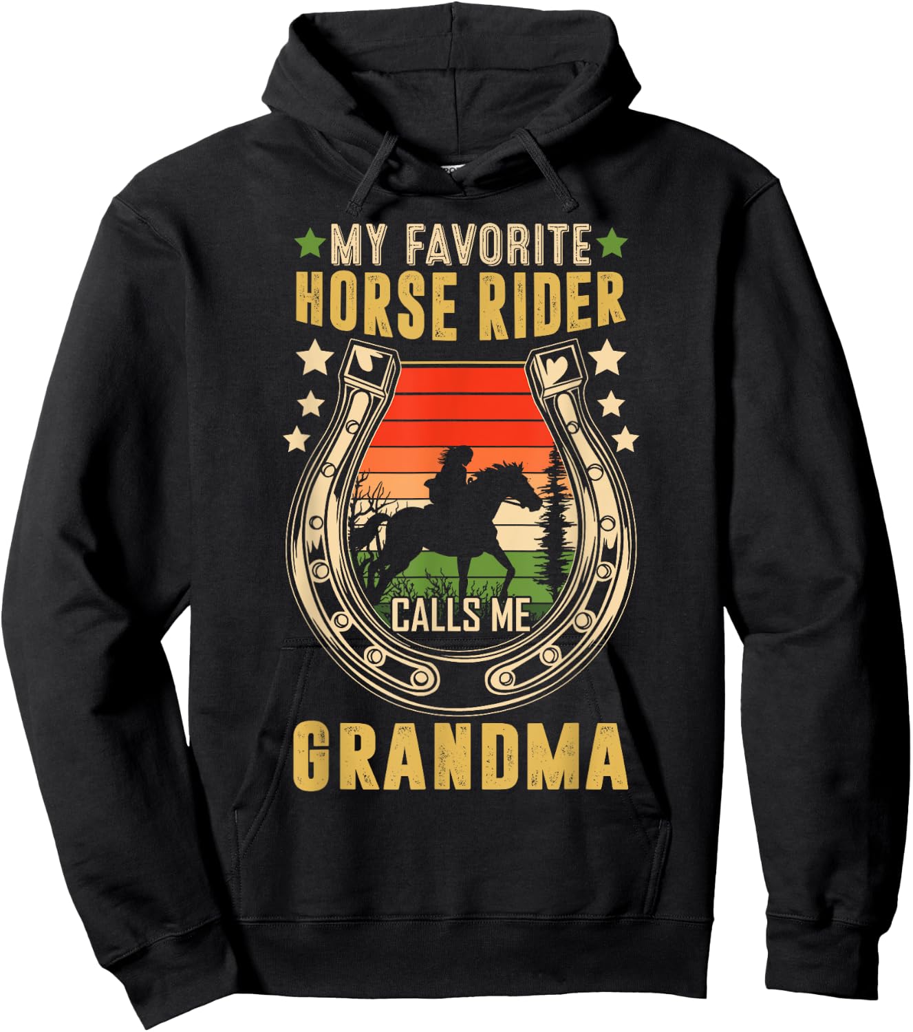 My Favorite Horse Rider Calls Me Grandma Mother's Day Hoodie - Hoodie | Black