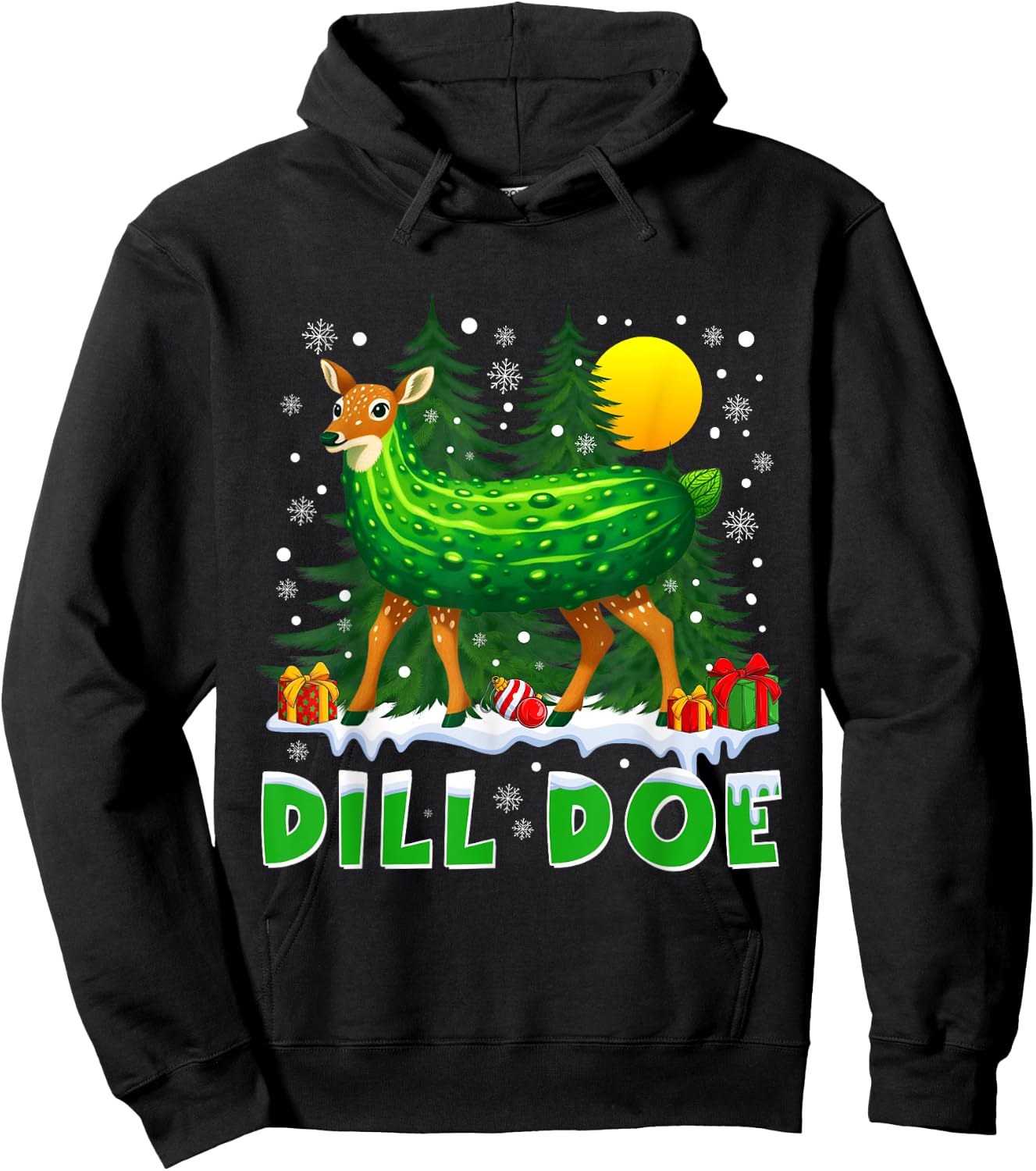 Dill Doe Pickle Funny Inappropriate Christmas Adult Humor Hoodie - Hoodie | Black