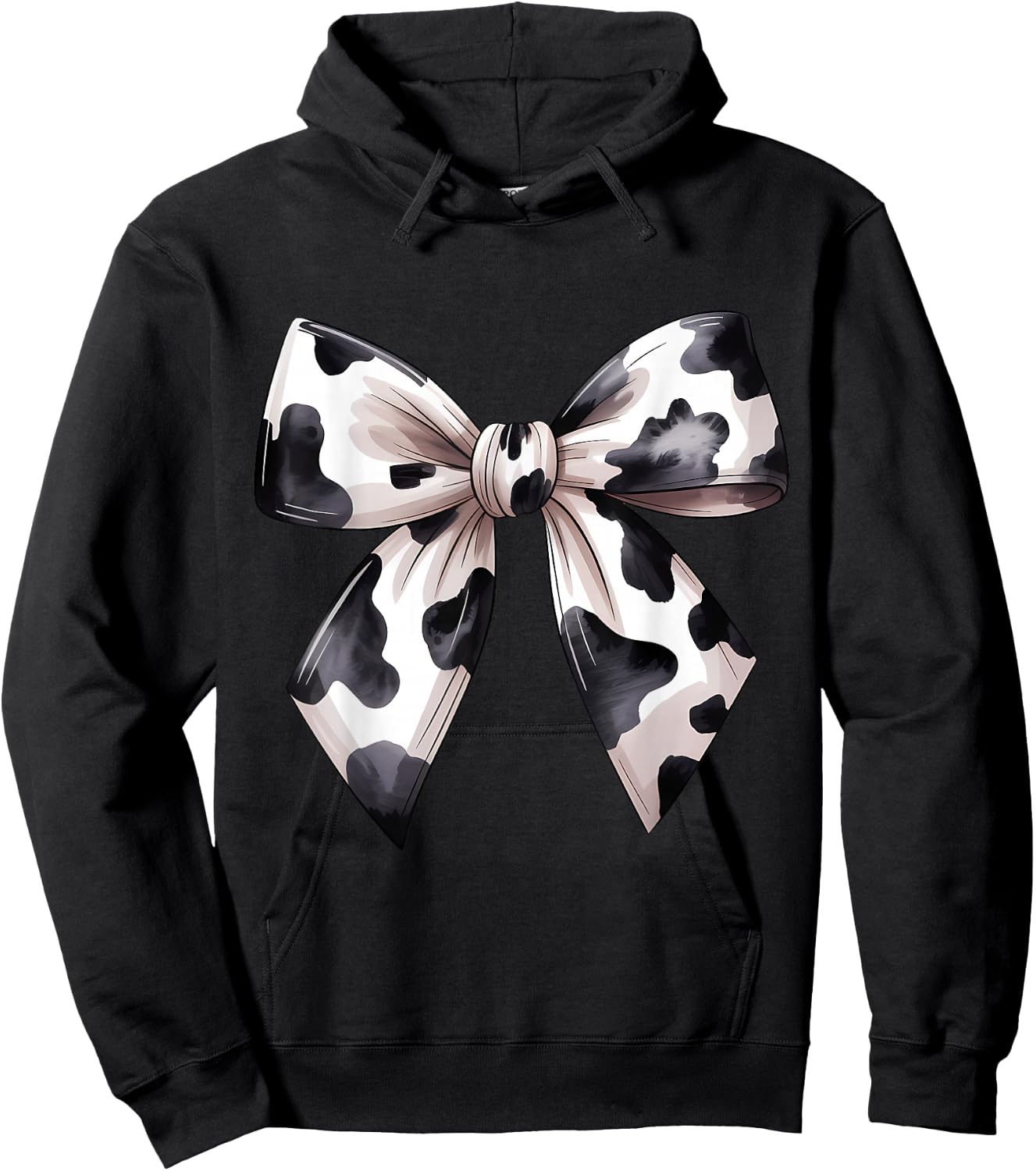 Cow Pattern Coquette Bow Cowprint Cute Cow Lover Hoodie - Hoodie | Black