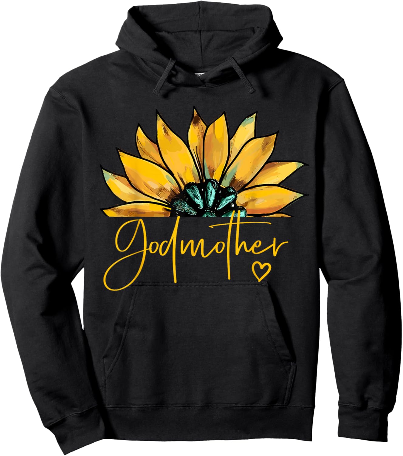 Godmother Gifts Heart Mother's Day Godmother Hoodie - Hoodie | Black