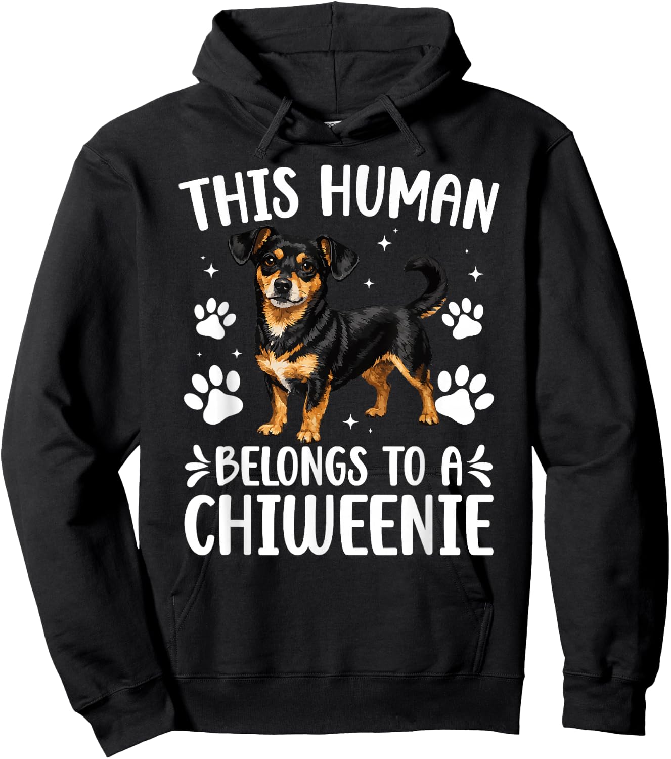 This Human Belongs to A Chiweenie Owner Chiweenie Lover Hoodie - Hoodie | Black
