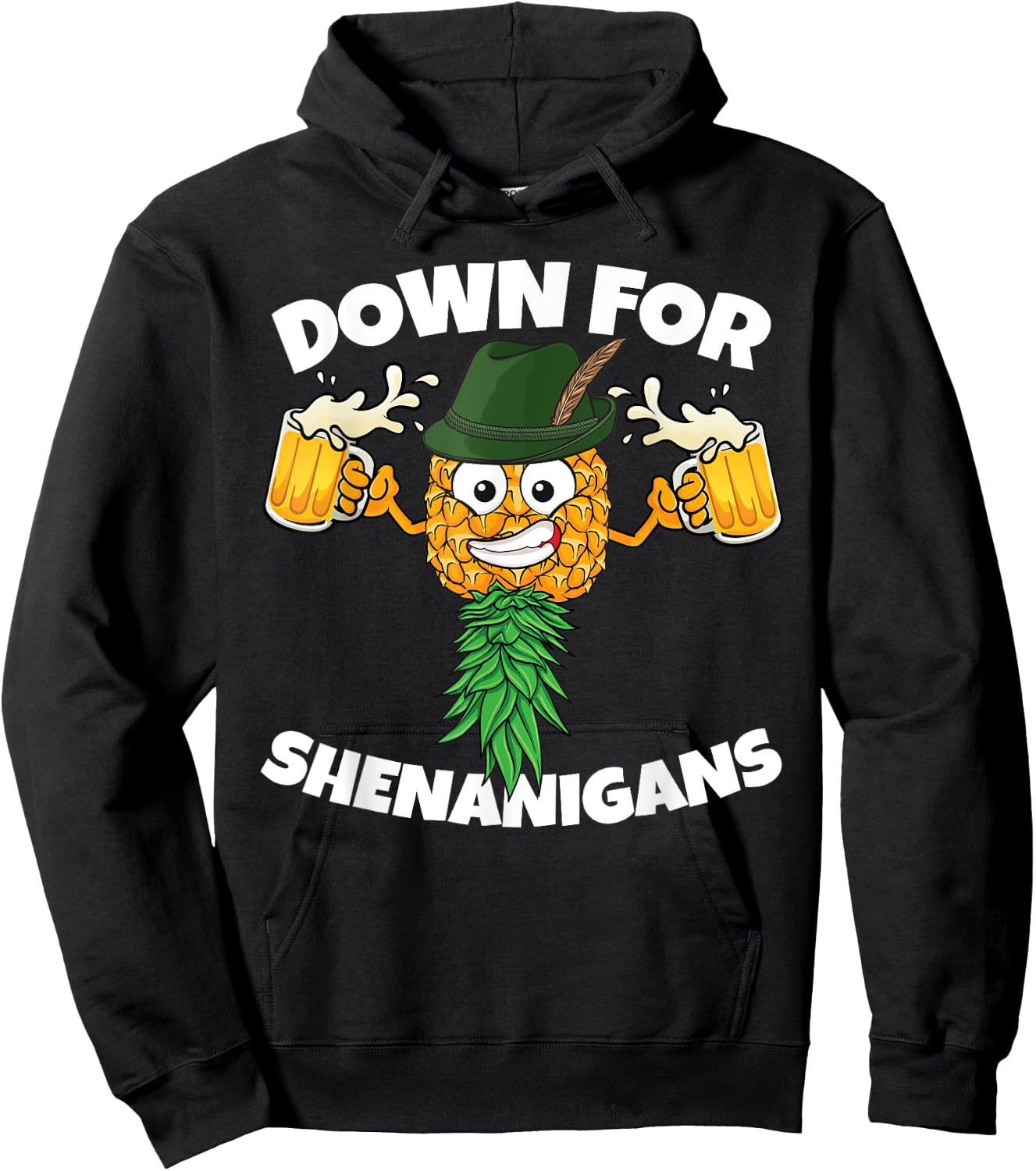 Down For Shenanigans Upside Down Pineapple Swinger Beer Men Hoodie - Hoodie | Black
