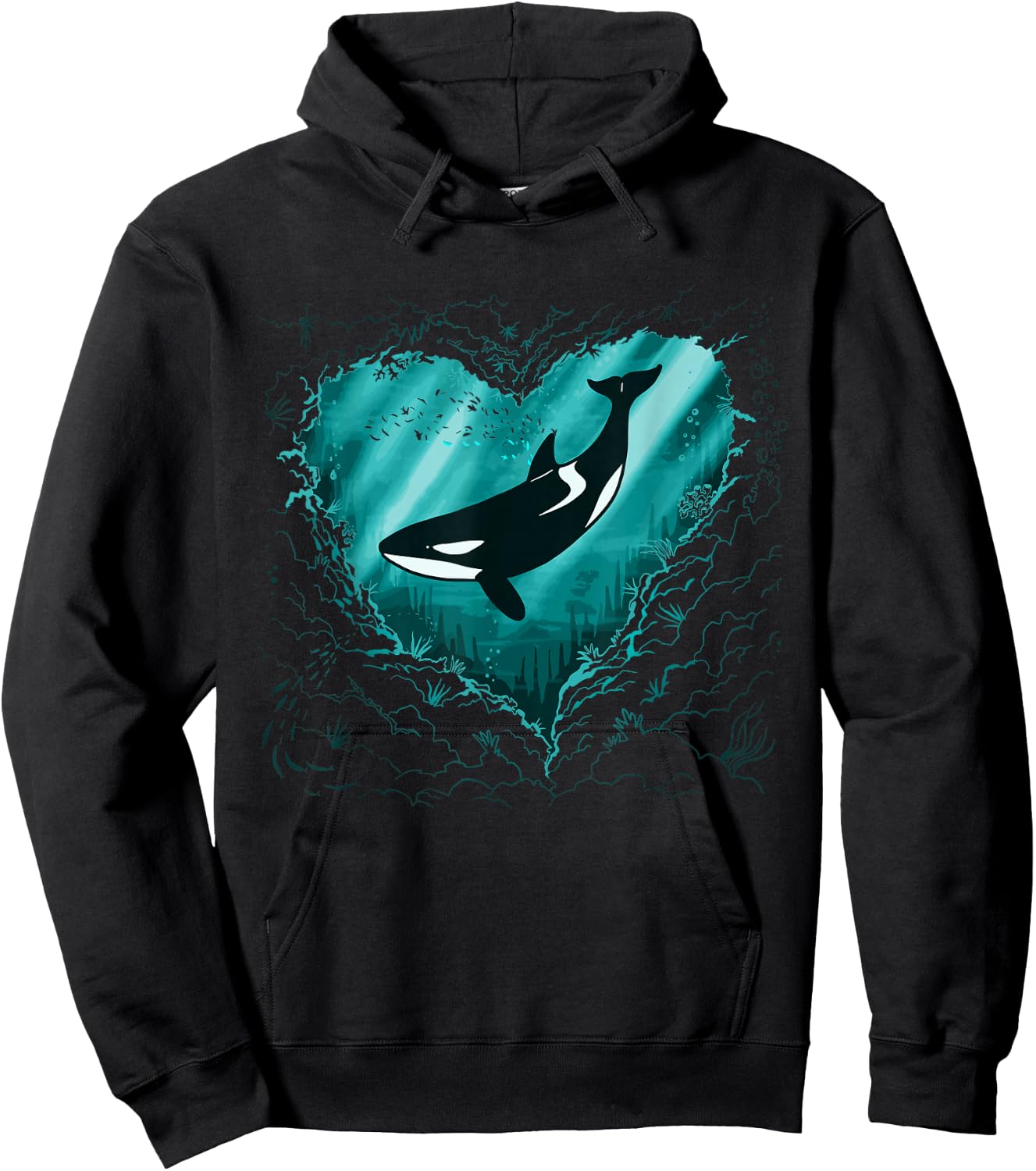 Whale Orca Heart Killer Whale orca whale Hoodie - Hoodie | Black