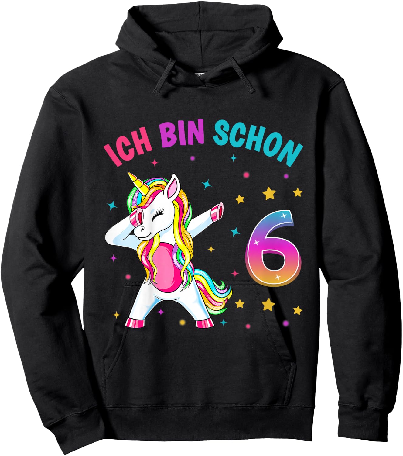 Children's 6th Birthday Girl with German Text "Ich bin schon 6 Jahre alt Party" [German, black Hoodie - Hoodie | Black