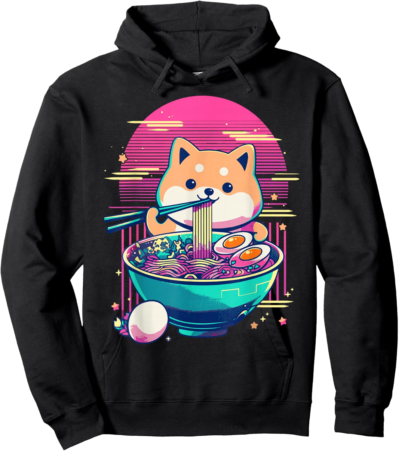 Anime Shiba Inu Eating Ramen Japanese Ramen Japan Hoodie - Hoodie | Black