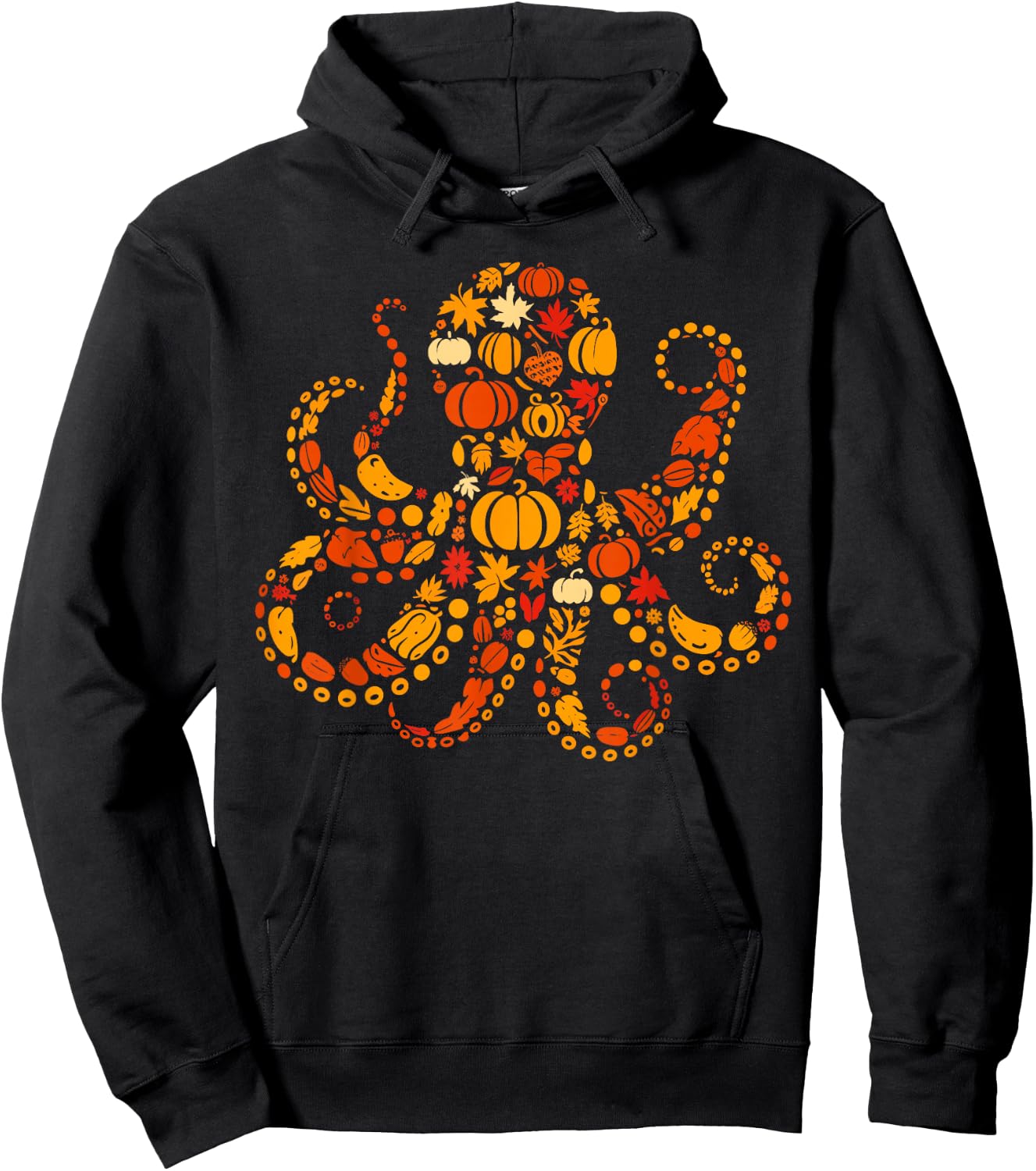 Autumn Pumpkin Fall Octopus Thanksgiving Kids Hoodie - Hoodie | Black