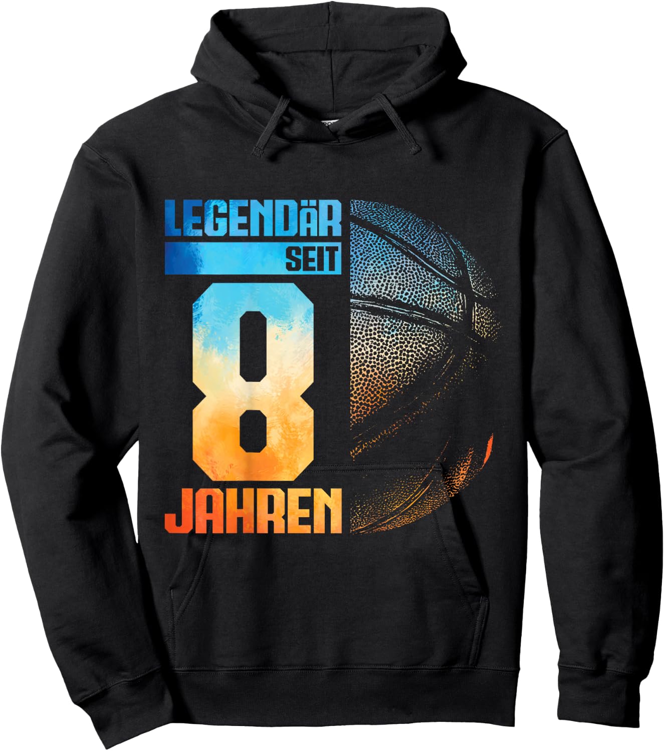 Kids 8th Birthday Retro Basketball Player 8 Years Boy Kids , black Hoodie - Hoodie | Black