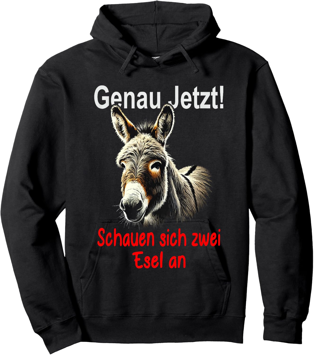 Funny Saying "Genau jetzt schauen Sich 2 Donkey an [German Language] Hoodie - Hoodie | Black