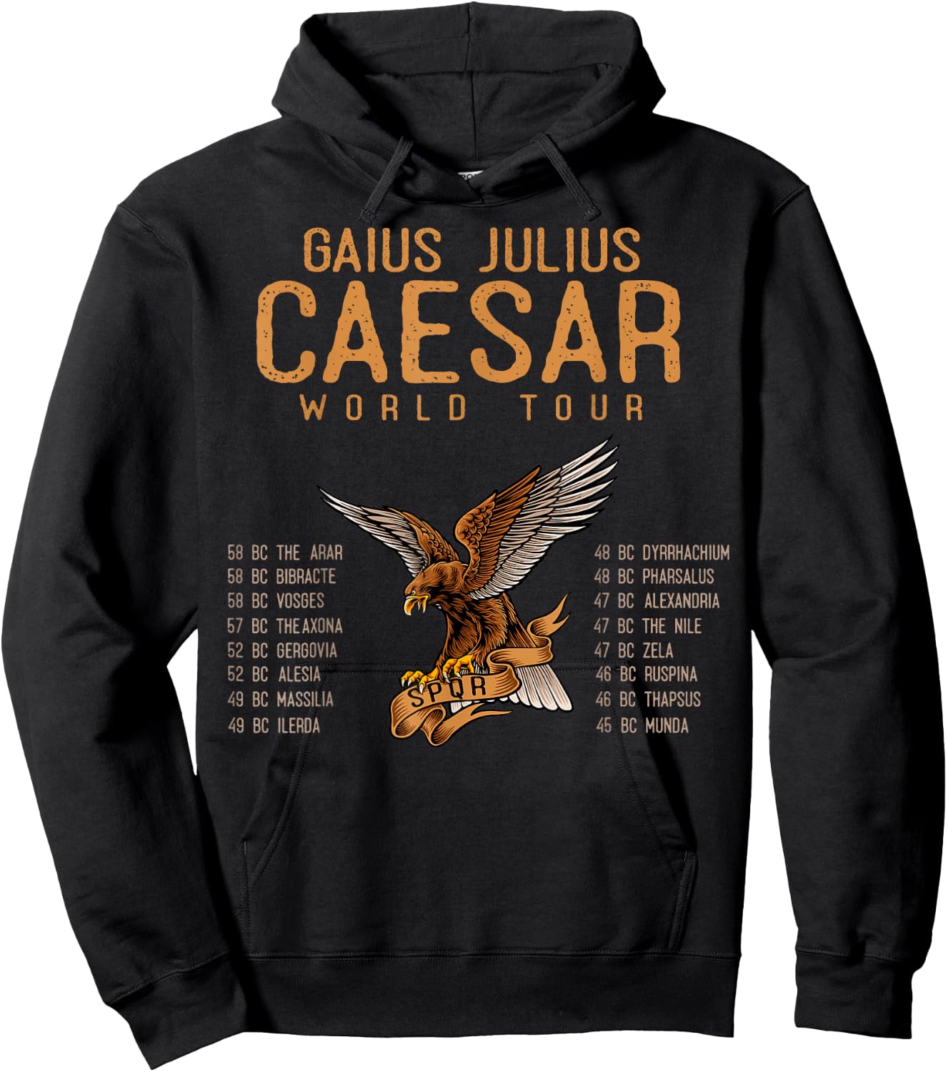 SPQR, Ancient Rome Julius Caesar World Tour, Roman History Hoodie - Hoodie | Black