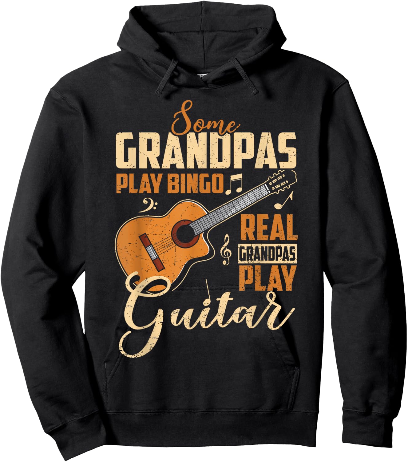 Some Play Bingo Real Grandpas Play Guitar Funny Father's Day Hoodie - Hoodie | Black