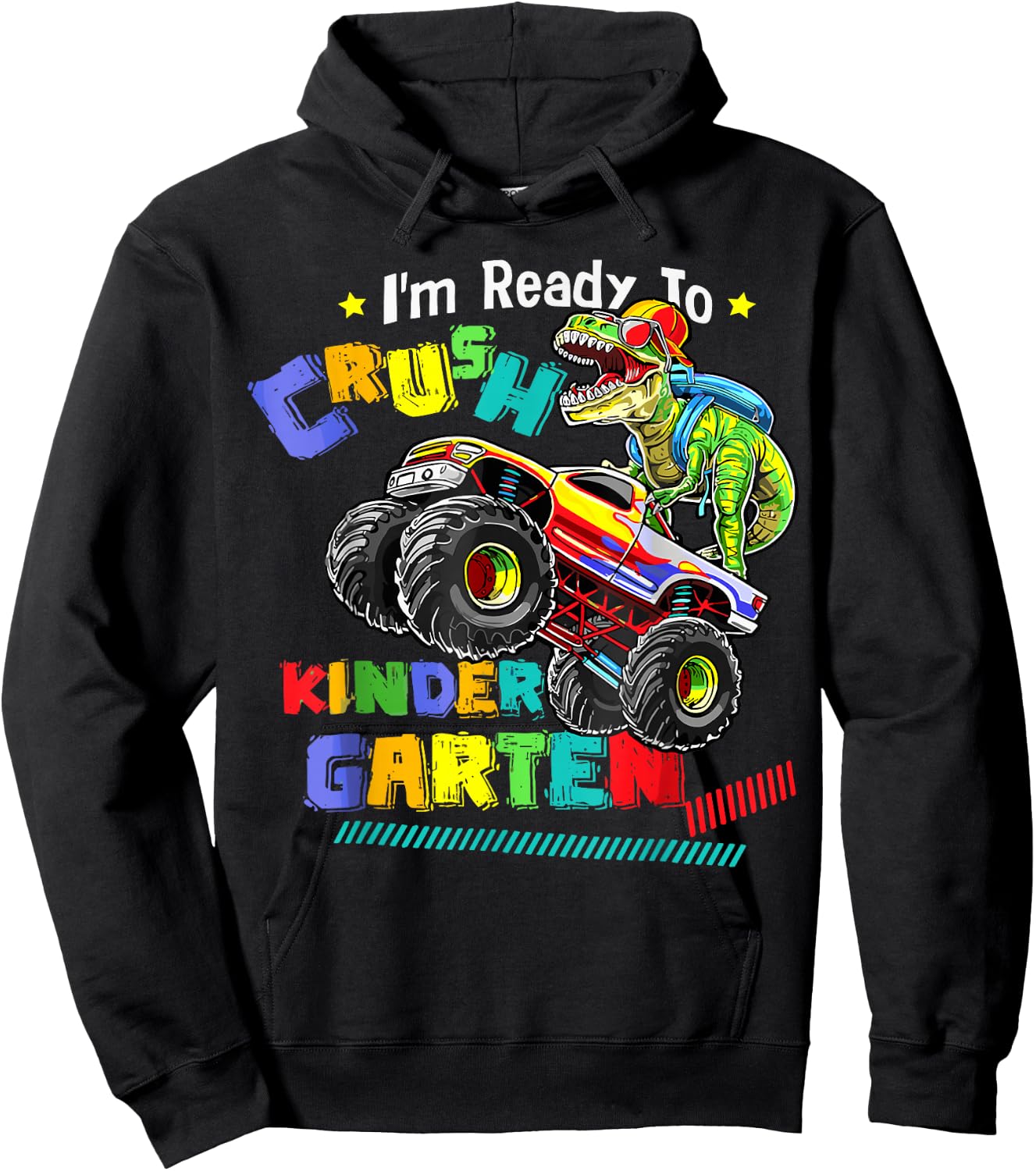 I'm Ready to Crush Kindergarten Back to School Dinosaur Boys Hoodie - Hoodie | Black