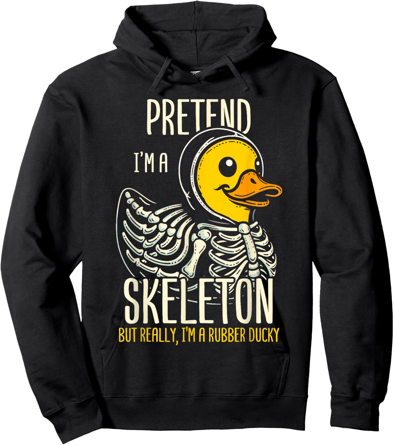 Skeleton Rubber Duck Spooky Duckling Hoodie - Hoodie | Black
