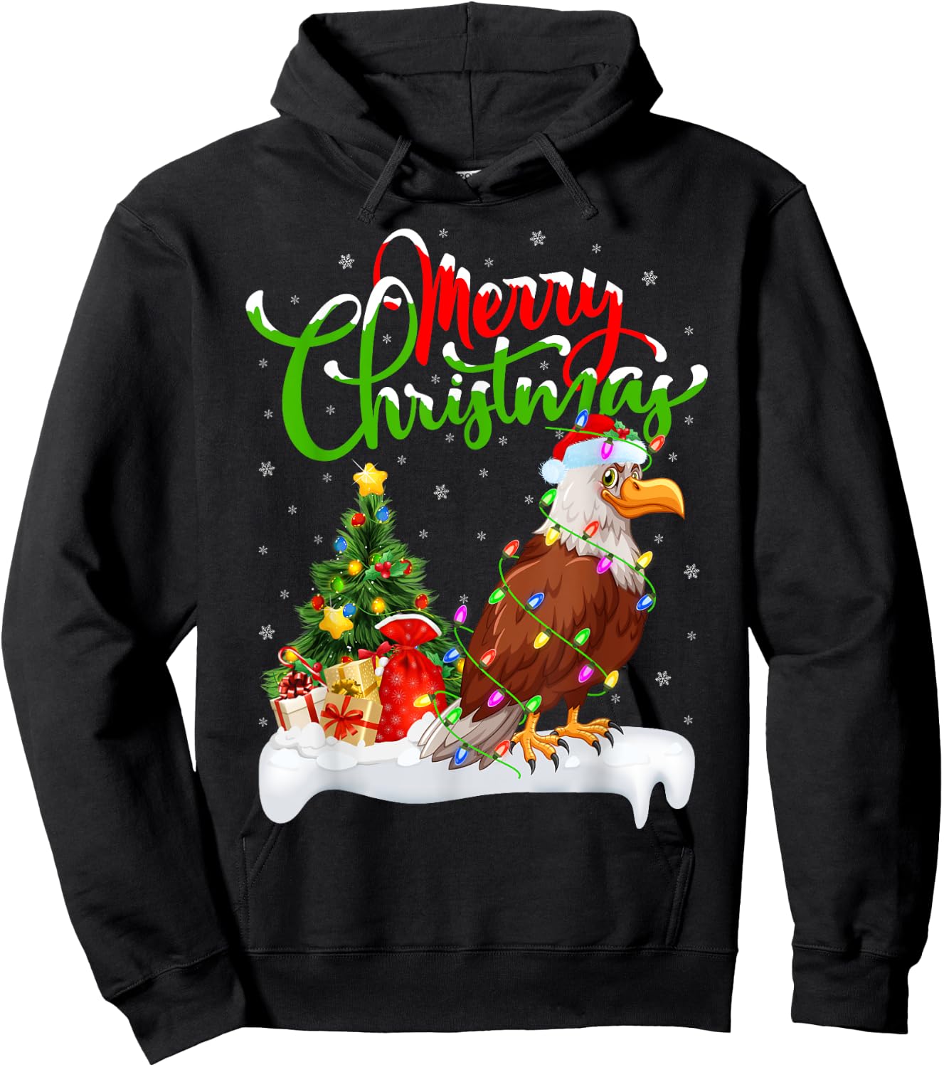 Bald Eagle Bird Lover Xmas Lighting Bald Eagle Christmas Hoodie - Hoodie | Black