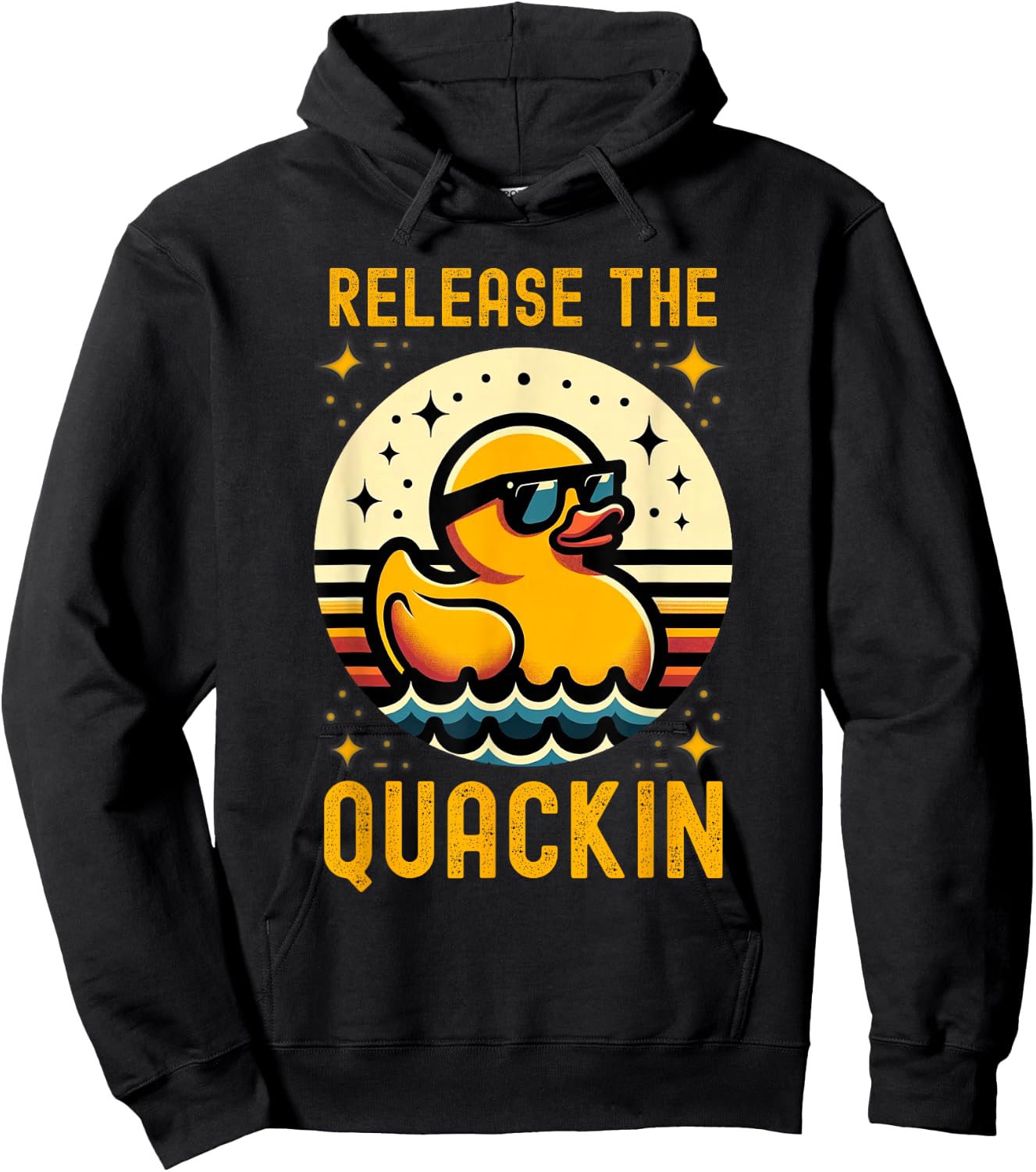 Release The Quackin Funny Duck Lover Rubber Retro Cute Ducky Hoodie - Hoodie | Black