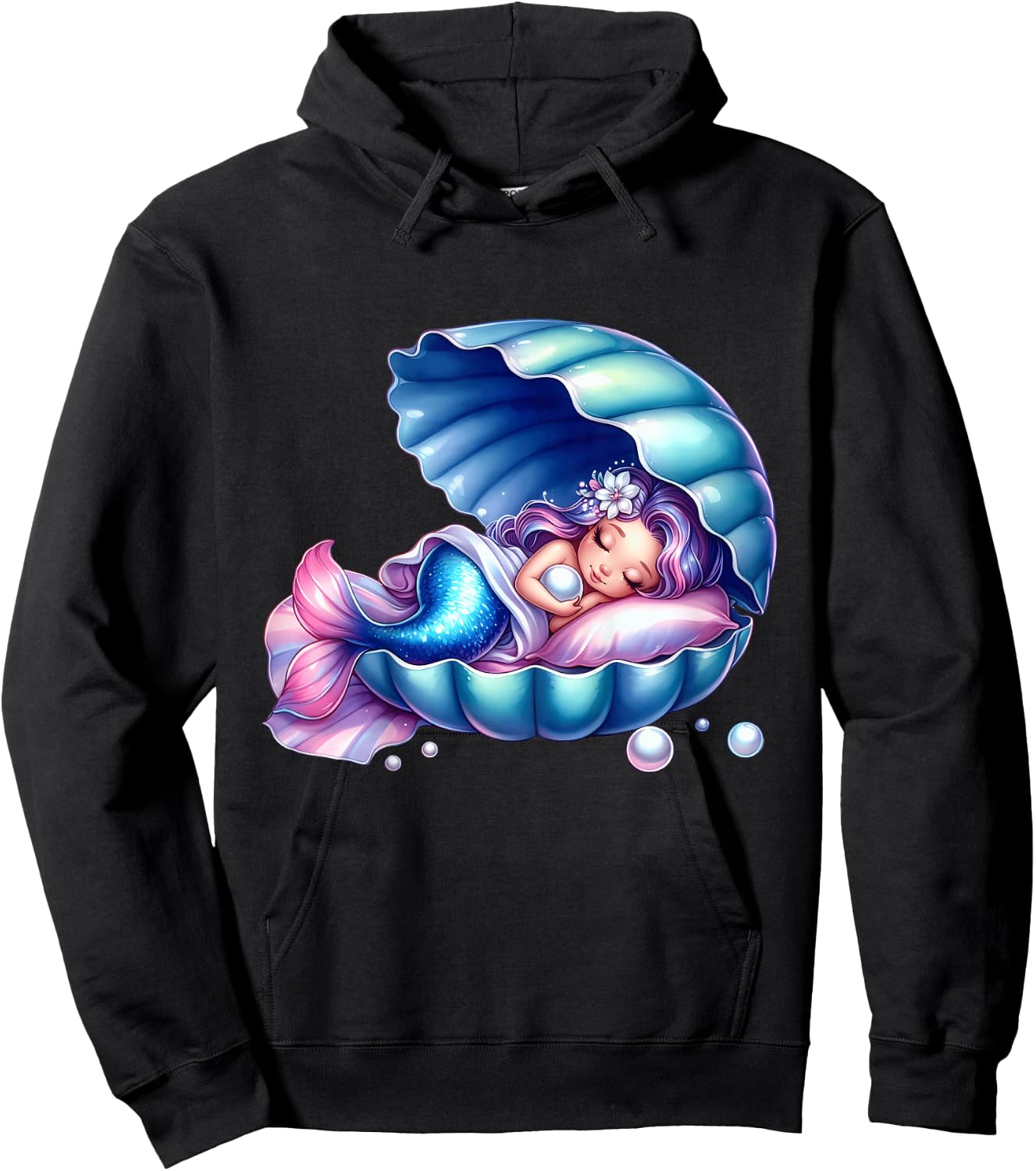 Children's Mermaid Shirt for Girls Birthday for Kids , White Hoodie - Hoodie | Black