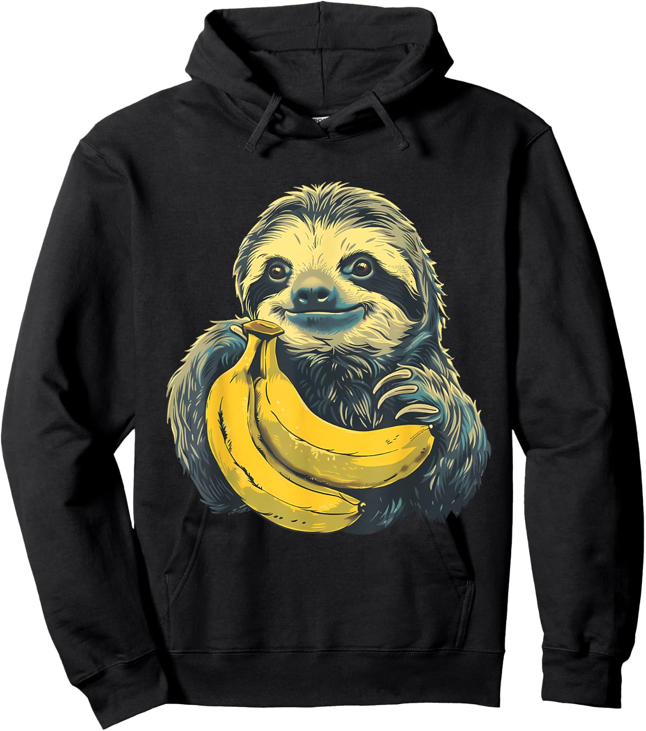 Banana Sloth Watercolor Bananas Fruit Drawing Animal Art Hoodie - Hoodie | Black