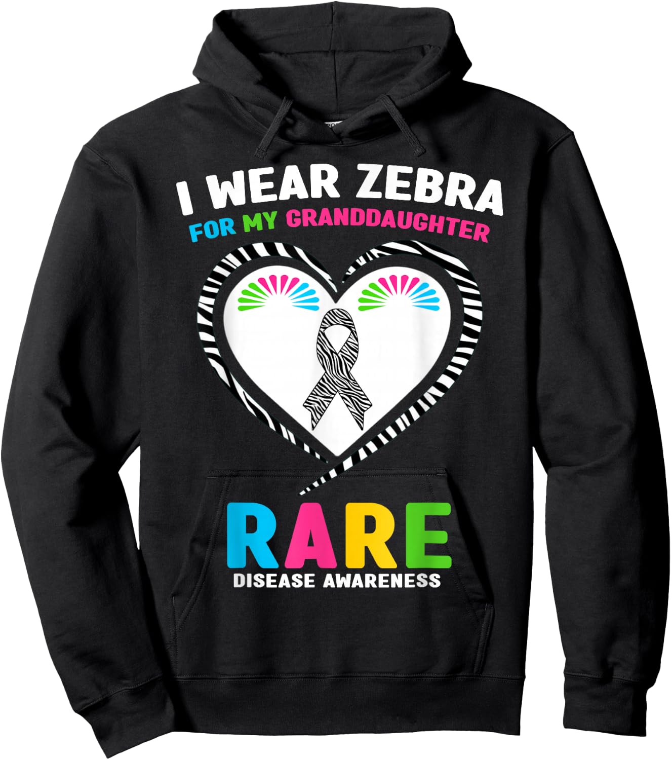 I Wear Zebra for My Granddaughter Rare Disease Day 2026 Hoodie - Hoodie | Black