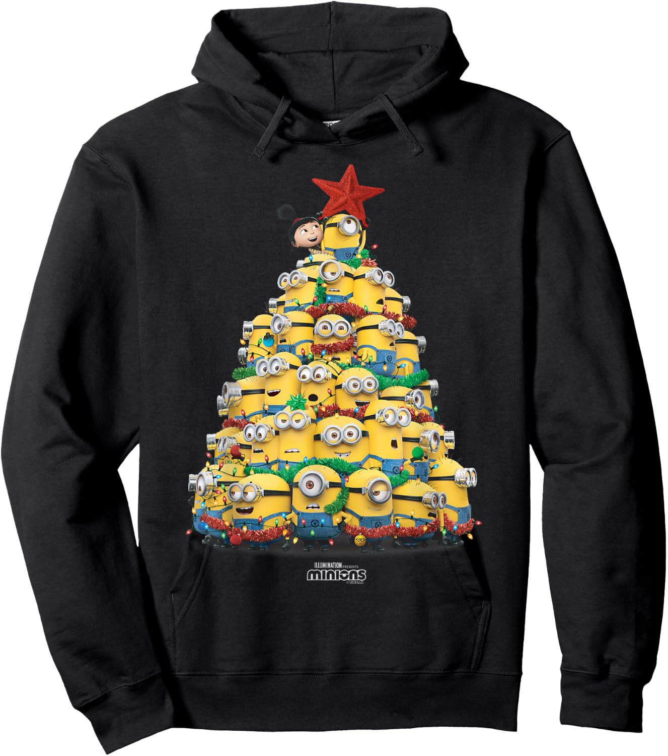 Minions Christmas Tree , black Hoodie - Hoodie | Black