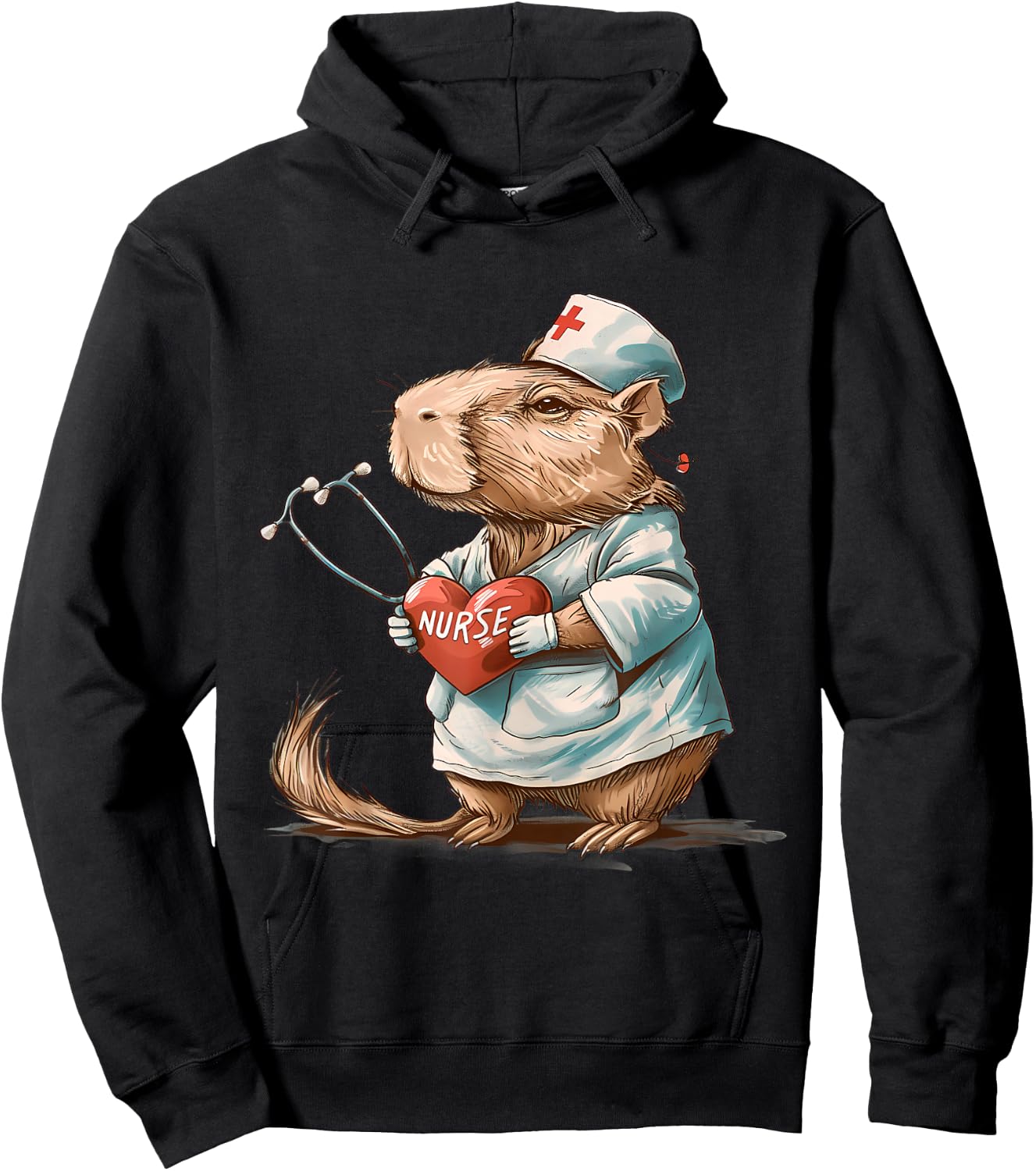 Capybara Stéthoscope d'infirmière Capybara Docteur Hoodie - Hoodie | Black