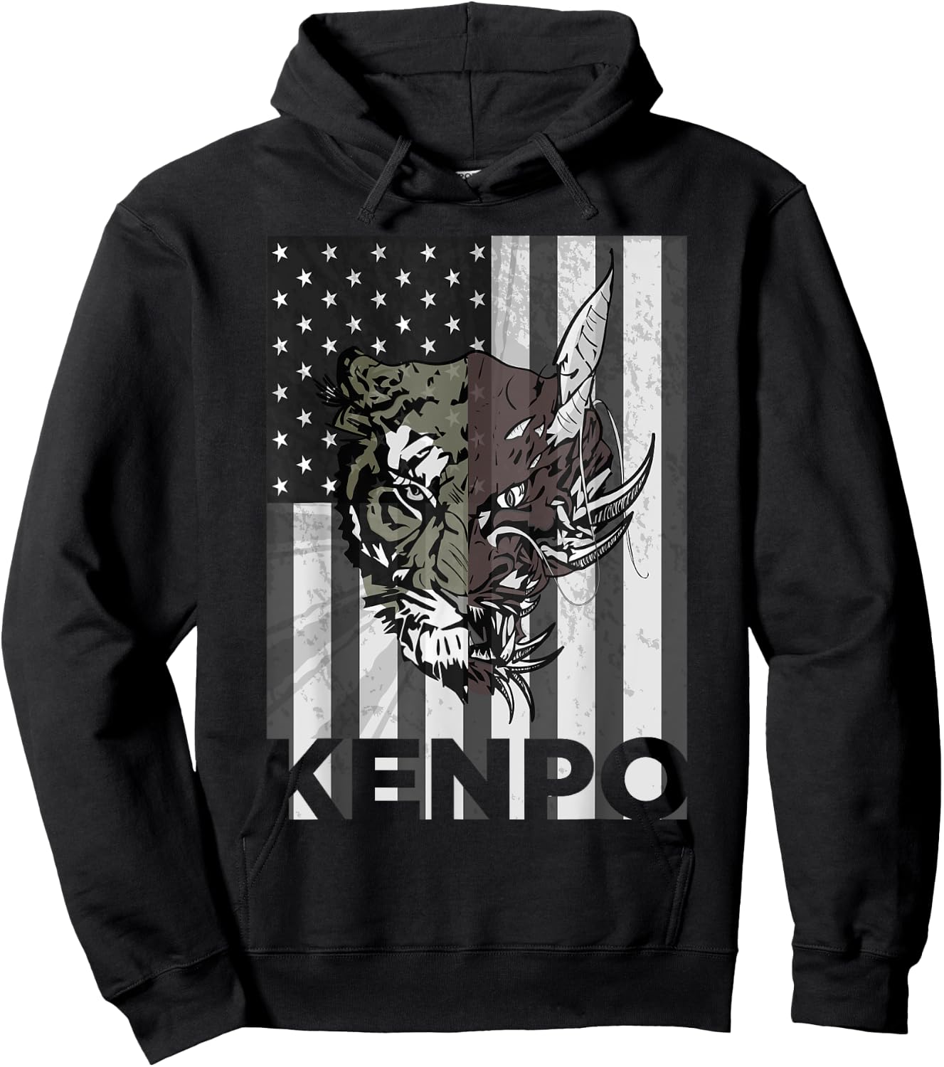 Kenpo Karate Martial Arts American Flag Women Men Hoodie - Hoodie | Black