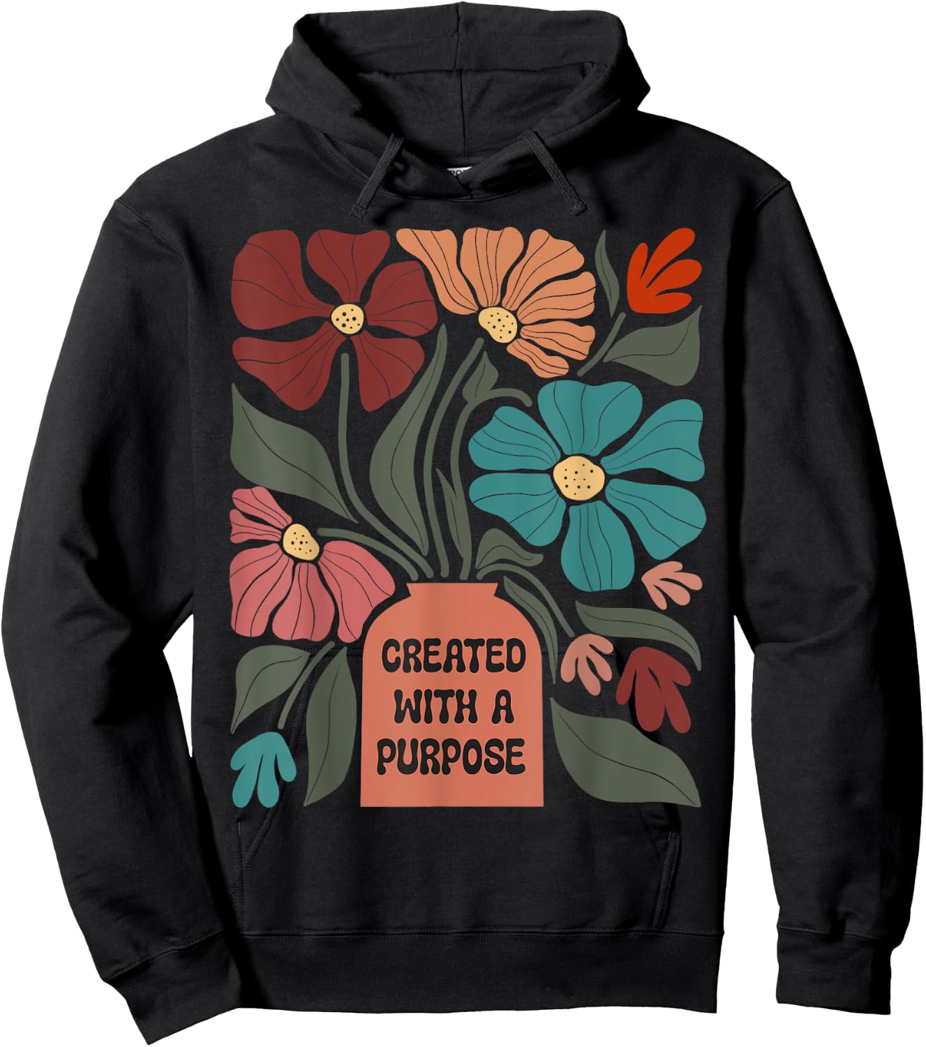 Inspirational Boho Created With A Purpose Positive Message Hoodie - Hoodie | Black