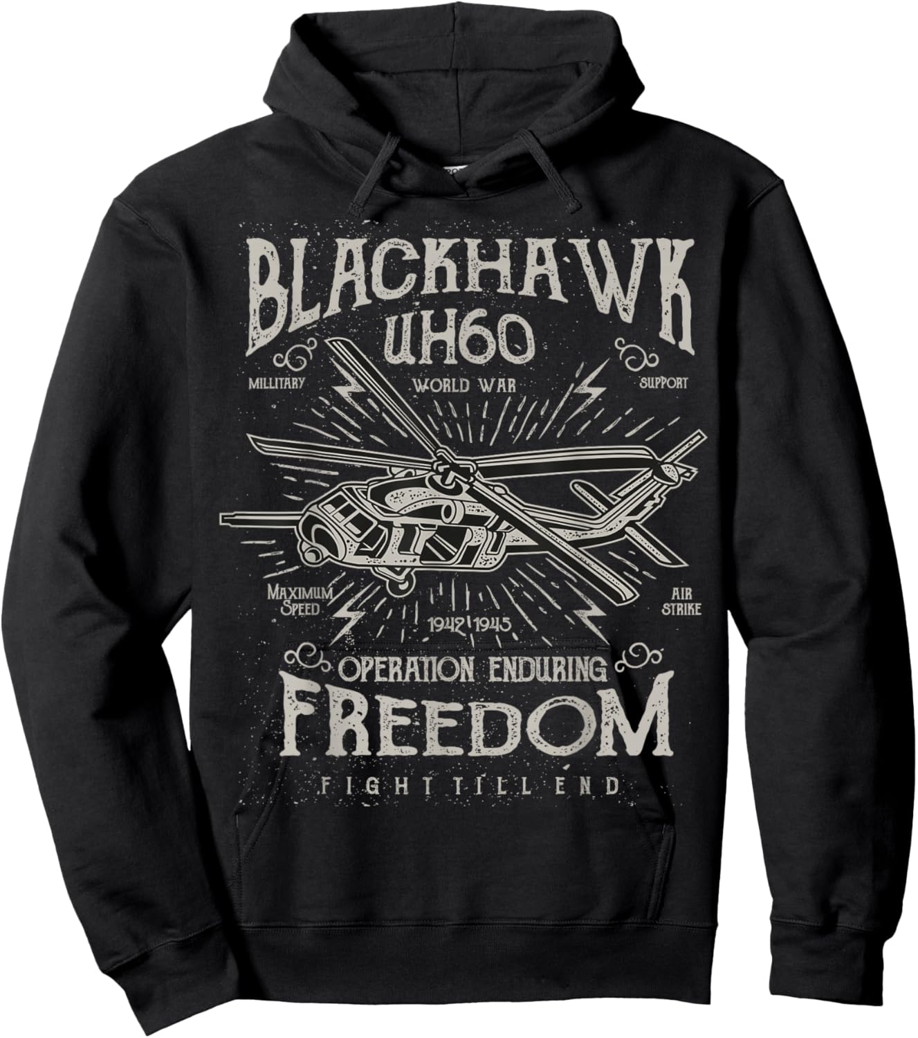 Air-Force Pilot Aviator Army USAF Black-Hawk Hoodie - Hoodie | Black