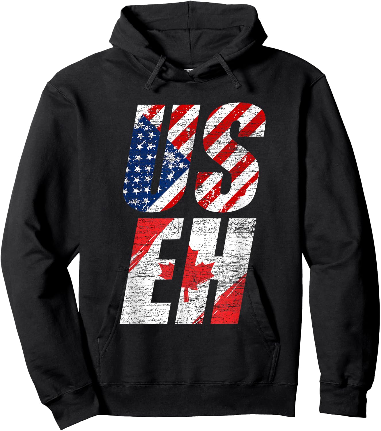 USEH Canadian Flag American USA 4th Of July Canada Hoodie - Hoodie | Black