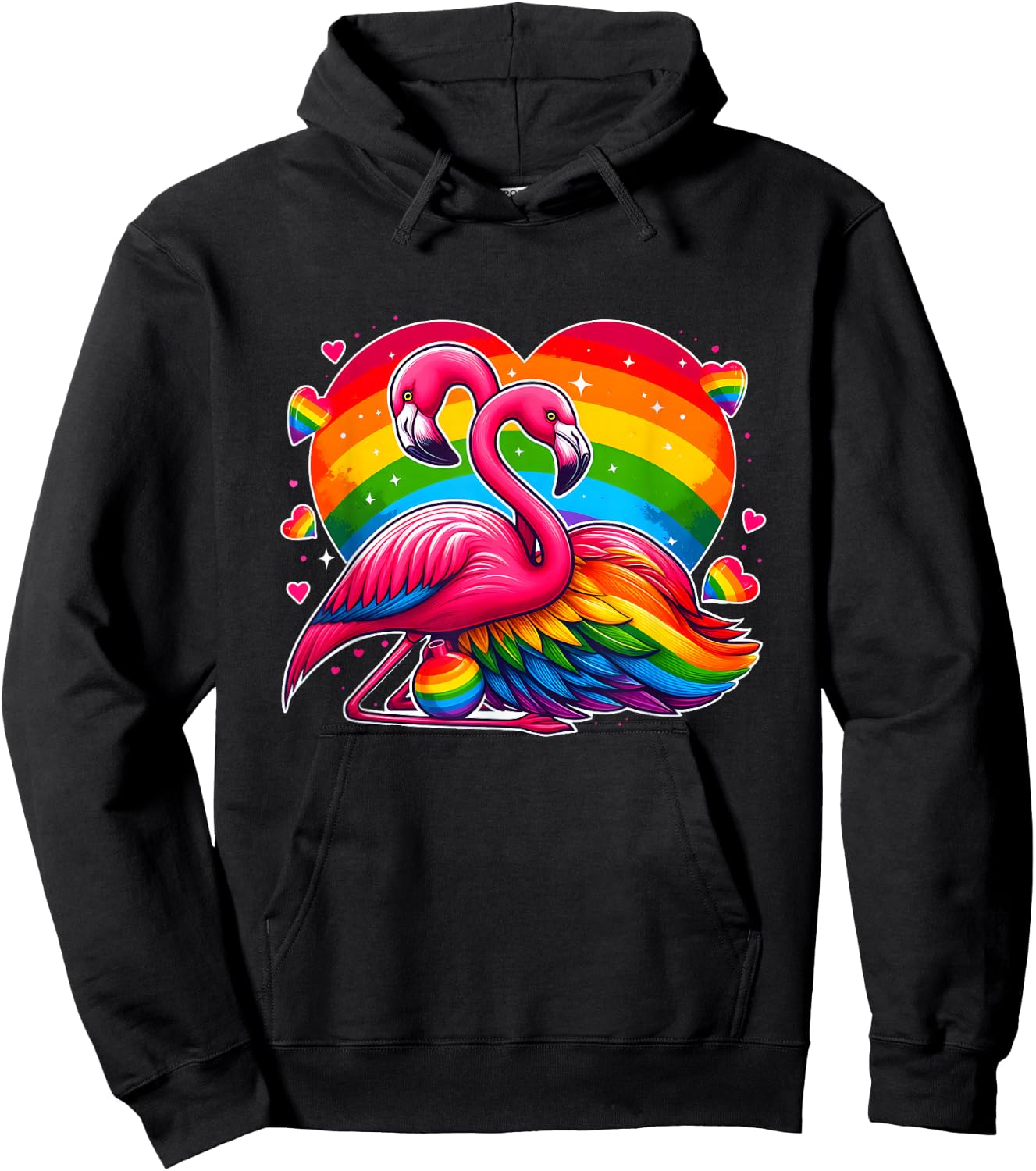 Gay Pride Pink Flamingo LGBT Pride Rainbow Flamingo Lover Hoodie - Hoodie | Black