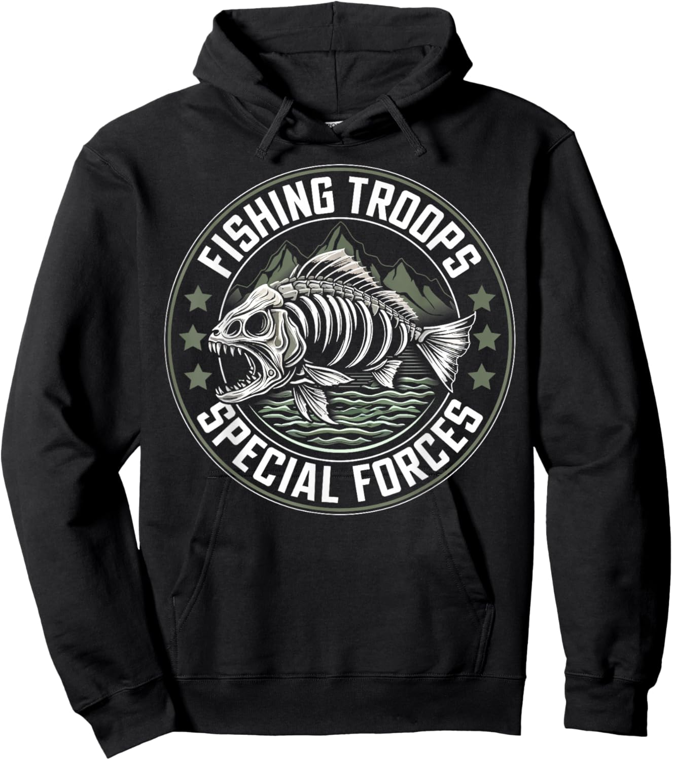 Fishing Troops Special Forces Funny Fisherman Saying , black Hoodie - Hoodie | Black