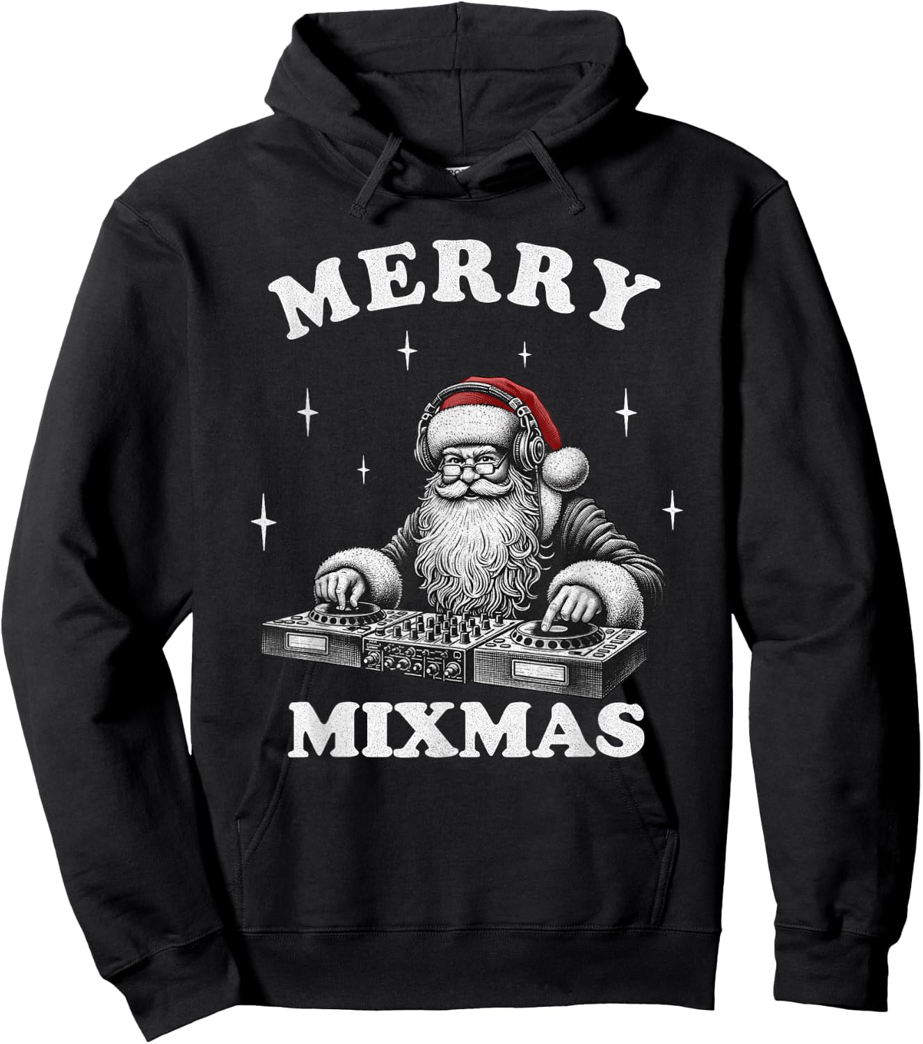 Merry Mixmas Funny Christmas DJ Music Party EDM , Black, S Hoodie - Hoodie | Black